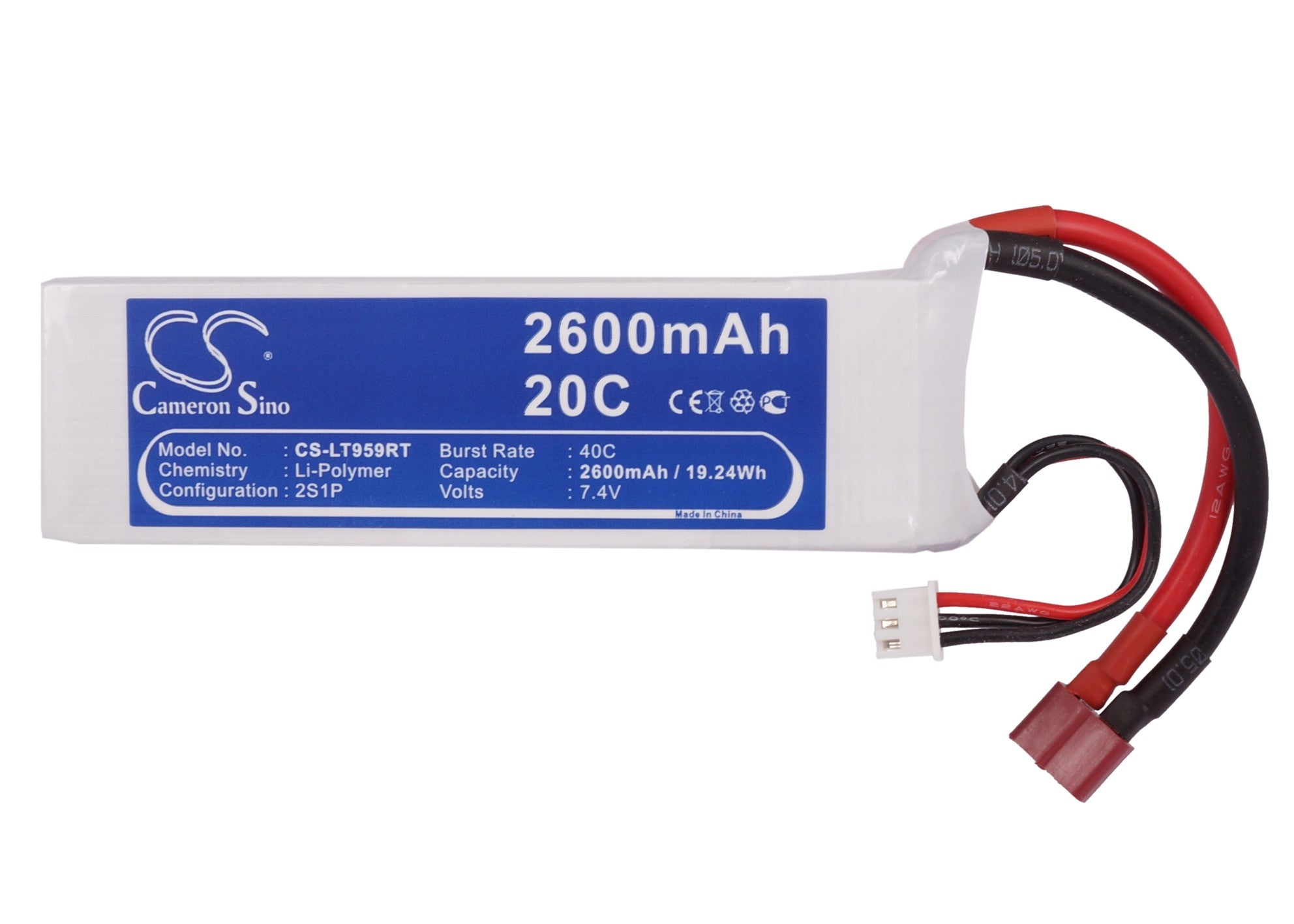 Li-Polymer, RC Battery fits Rc Cs-lt959rt, Rc Cs-lt959rt, 7.4V, 2600mAh RC Cameron Sino Technology Limited