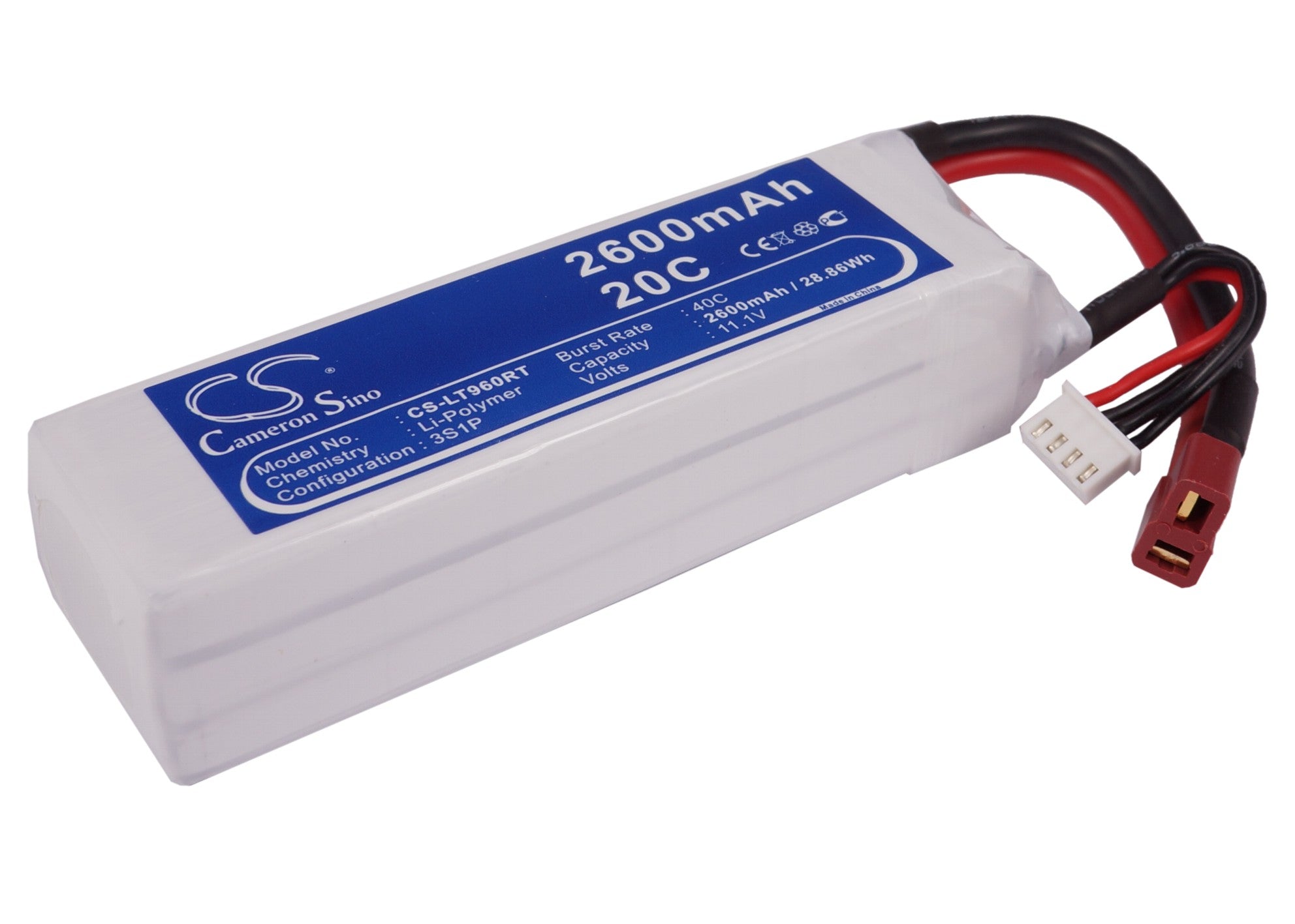 Li-Polymer, RC Battery fits Rc Cs-lt960rt, Rc Cs-lt960rt, 11.1V, 2600mAh RC Cameron Sino Technology Limited