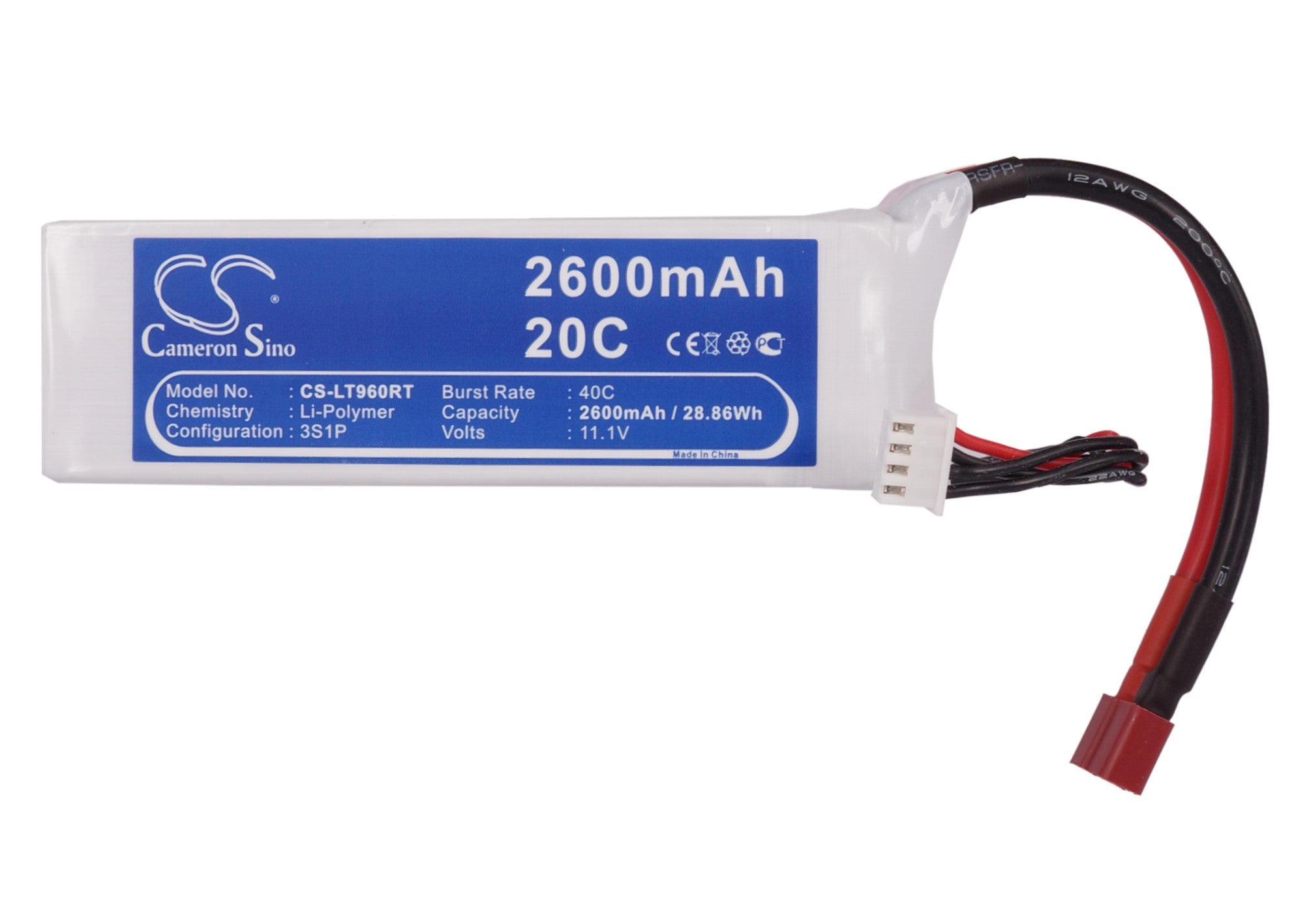 Li-Polymer, RC Battery fits Rc Cs-lt960rt, Rc Cs-lt960rt, 11.1V, 2600mAh RC Cameron Sino Technology Limited