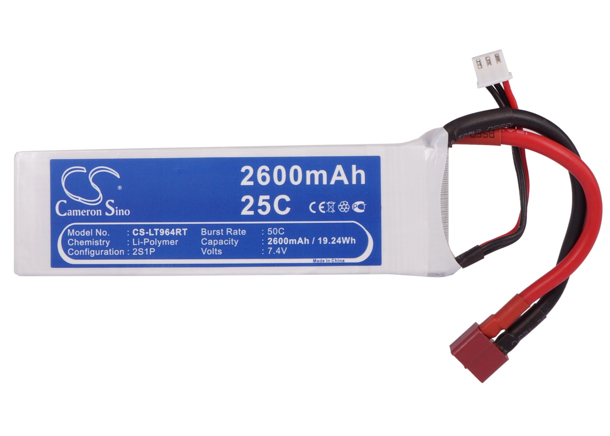 Li-Polymer, RC Battery fits Rc Cs-lt964rt, Rc Cs-lt964rt, 7.4V, 2600mAh RC Cameron Sino Technology Limited