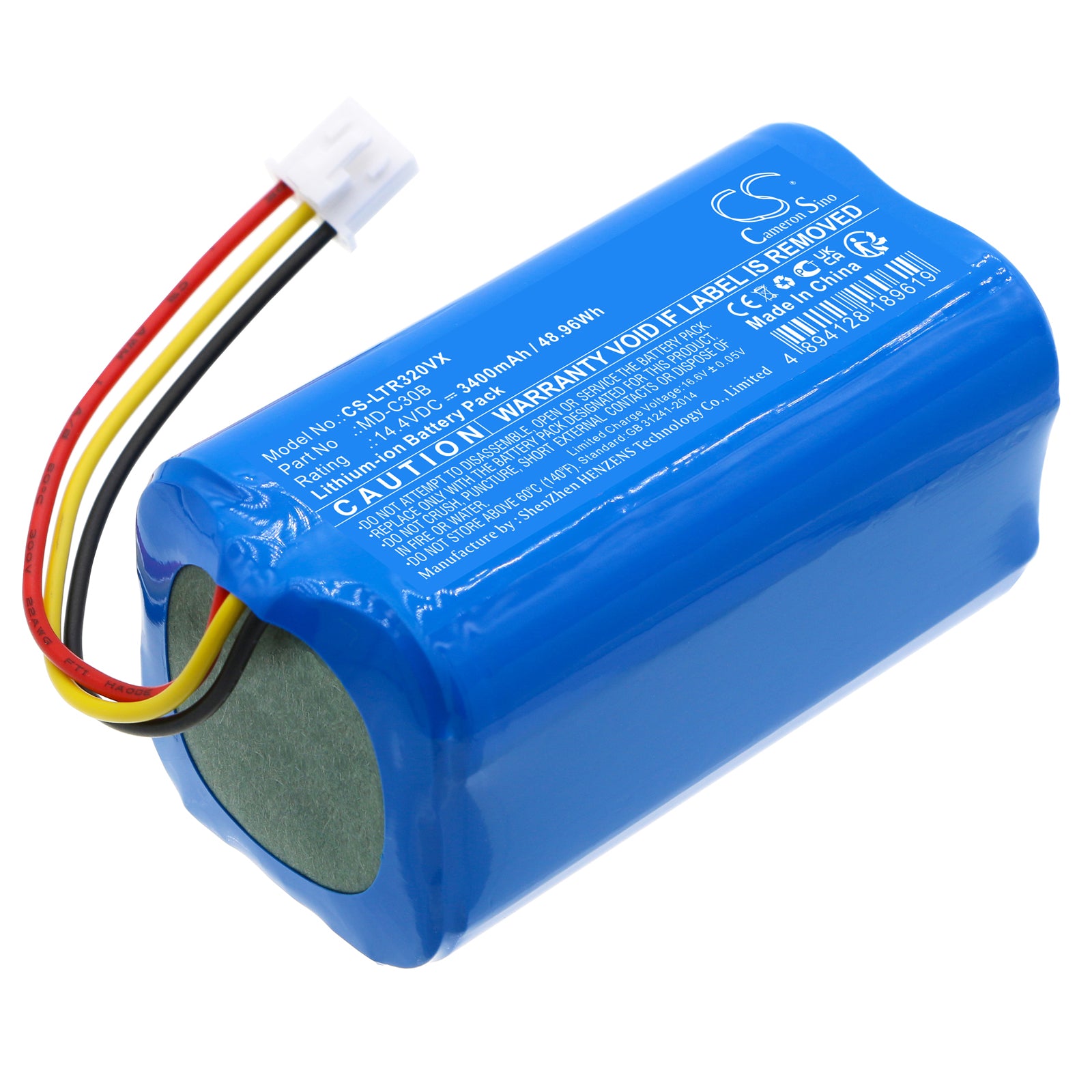 Li-ion, Vacuum Battery fits Ihome Eclipse Autovac, Ihrv2, 14.4V, 3400mAh Vacuum Cameron Sino Technology Limited