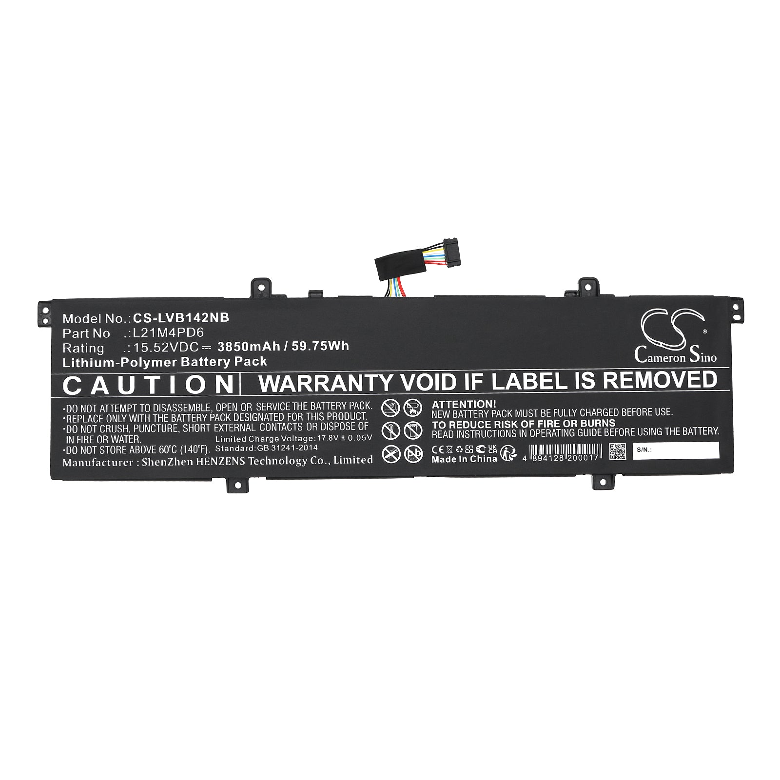 Li-Polymer, Notebook, Laptop Battery fits Lenovo Thinkbook 14 G4 Ara 21d00003kr, Thinkbook 14 G4 Ara 21d0000jvn, 15.52V, 3850mAh Notebook, Laptop Cameron Sino Technology Limited