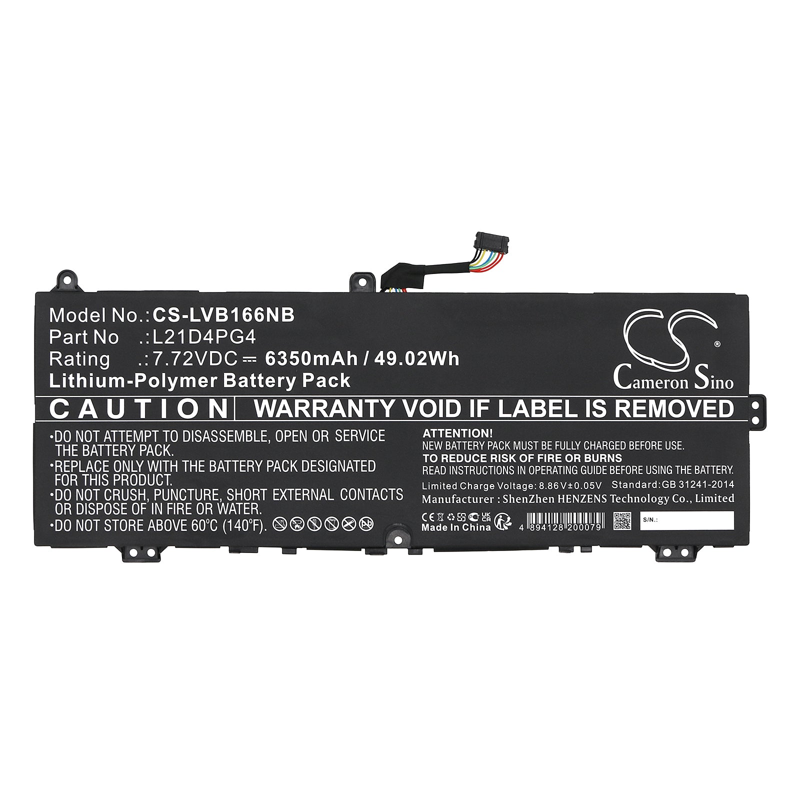 Li-Polymer, Notebook, Laptop Battery fits Lenovo Thinkbook 16 G6 Irl-21kh006hua, 7.72V, 6350mAh Notebook, Laptop Cameron Sino Technology Limited