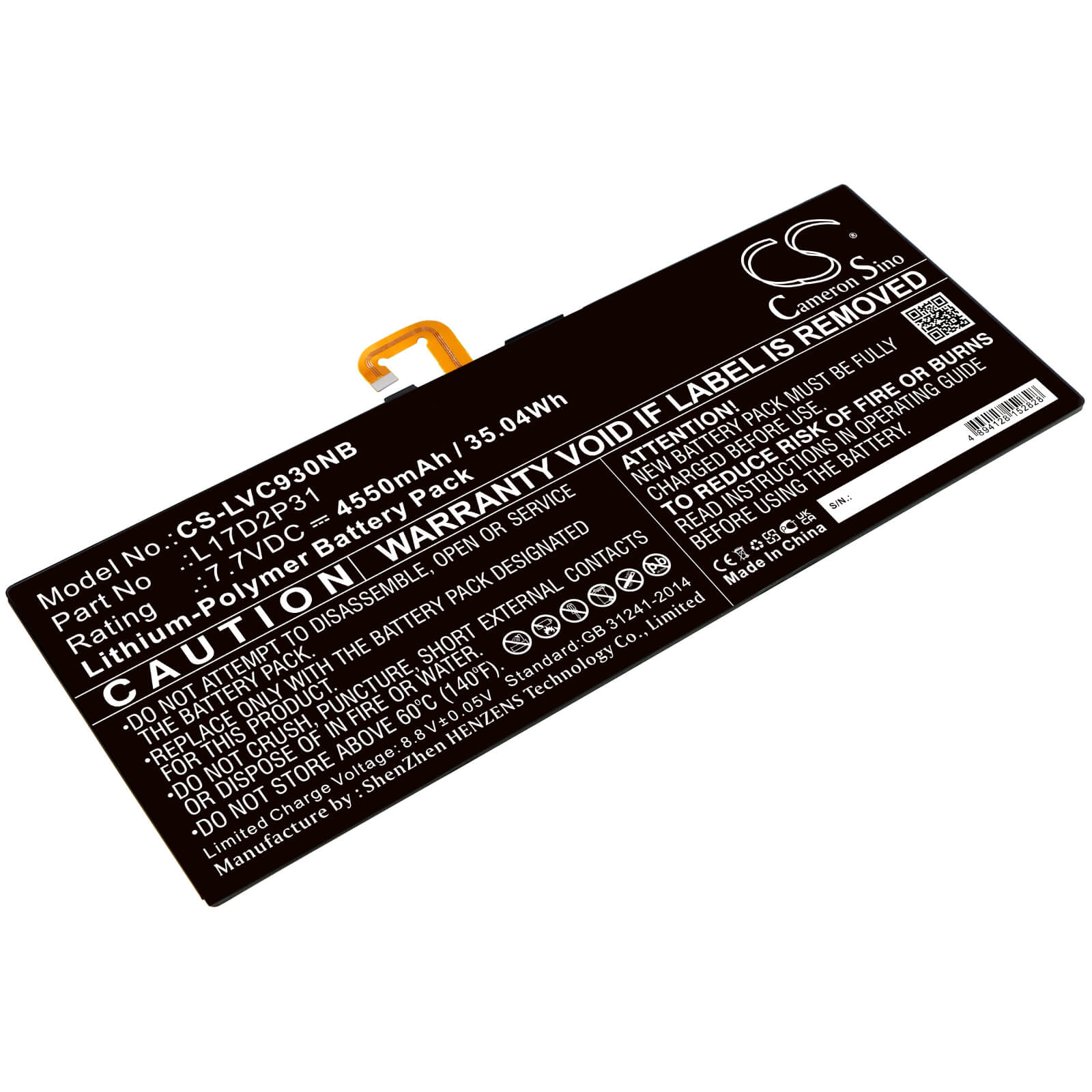 Li-ion Notebook Battery fits Lenovo, Yb-j912f, Yb-j912l 7.7V, 4550mAh Notebook & Laptop Cameron Sino Technology Limited
