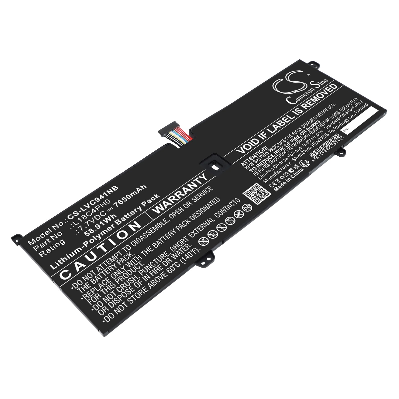 7.7V, Li-Polymer, 7650mAh, Battery fits Lenovo Yoga C940-14IIL, Yoga C940-14IIL-81Q9, 58.91Wh Notebook, Laptop Cameron Sino Technology Limited