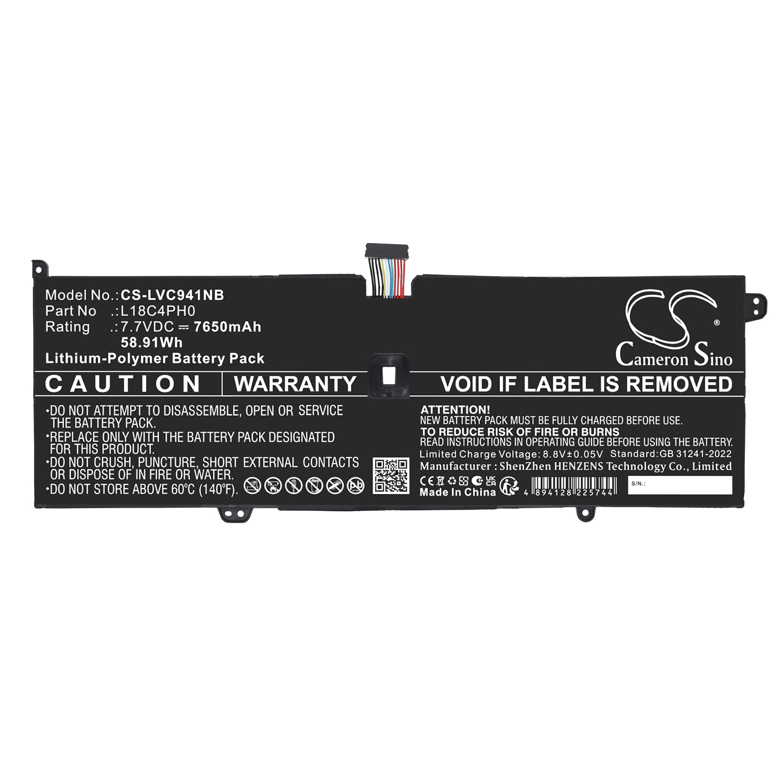 7.7V, Li-Polymer, 7650mAh, Battery fits Lenovo Yoga C940-14IIL, Yoga C940-14IIL-81Q9, 58.91Wh Notebook, Laptop Cameron Sino Technology Limited