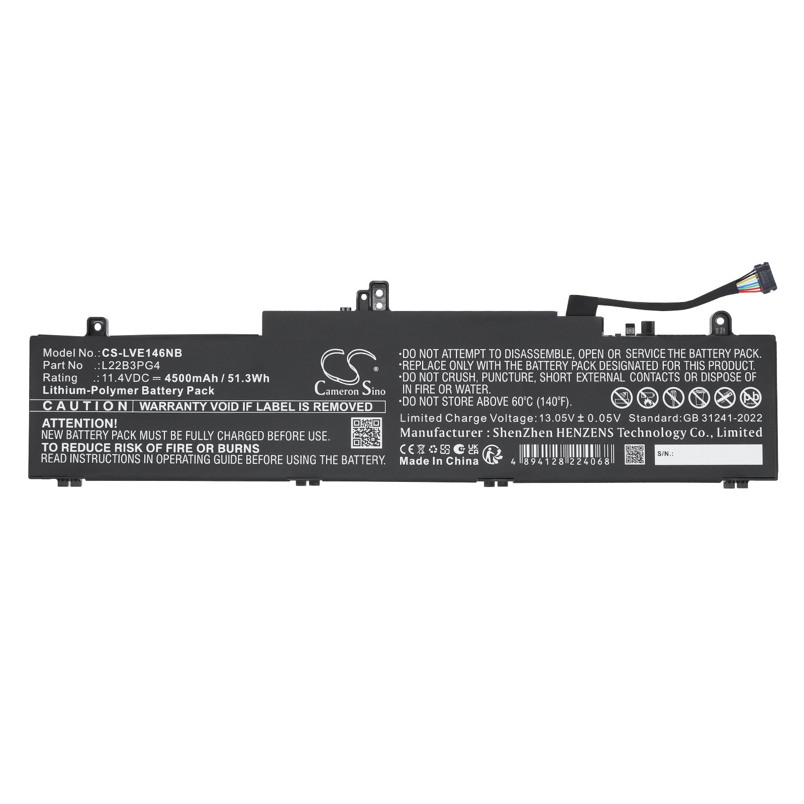 11.4V, Li-Polymer, 4500mAh, Battery fits Lenovo ThinkPad E14 Gen 6, ThinkPad E16 G1 Core i5-1335U, 51.3Wh Notebook, Laptop Cameron Sino Technology Limited