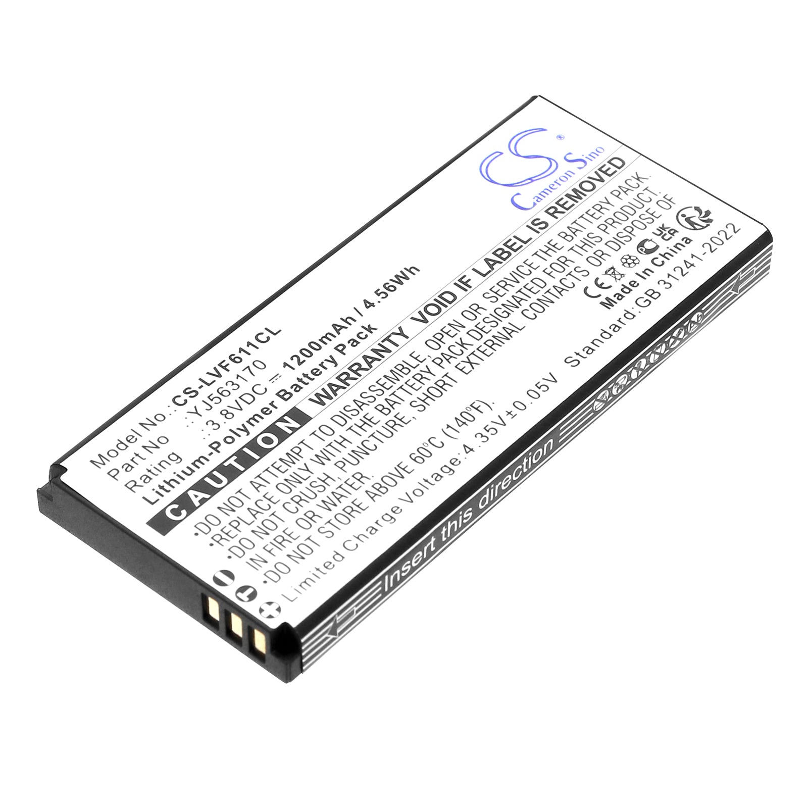 3.8V, Li-Polymer, 1200mAh, Battery fits Linkvil Fanvil W610W, Fanvil W611W, 4.56Wh Cordless Phone Cameron Sino Technology Limited