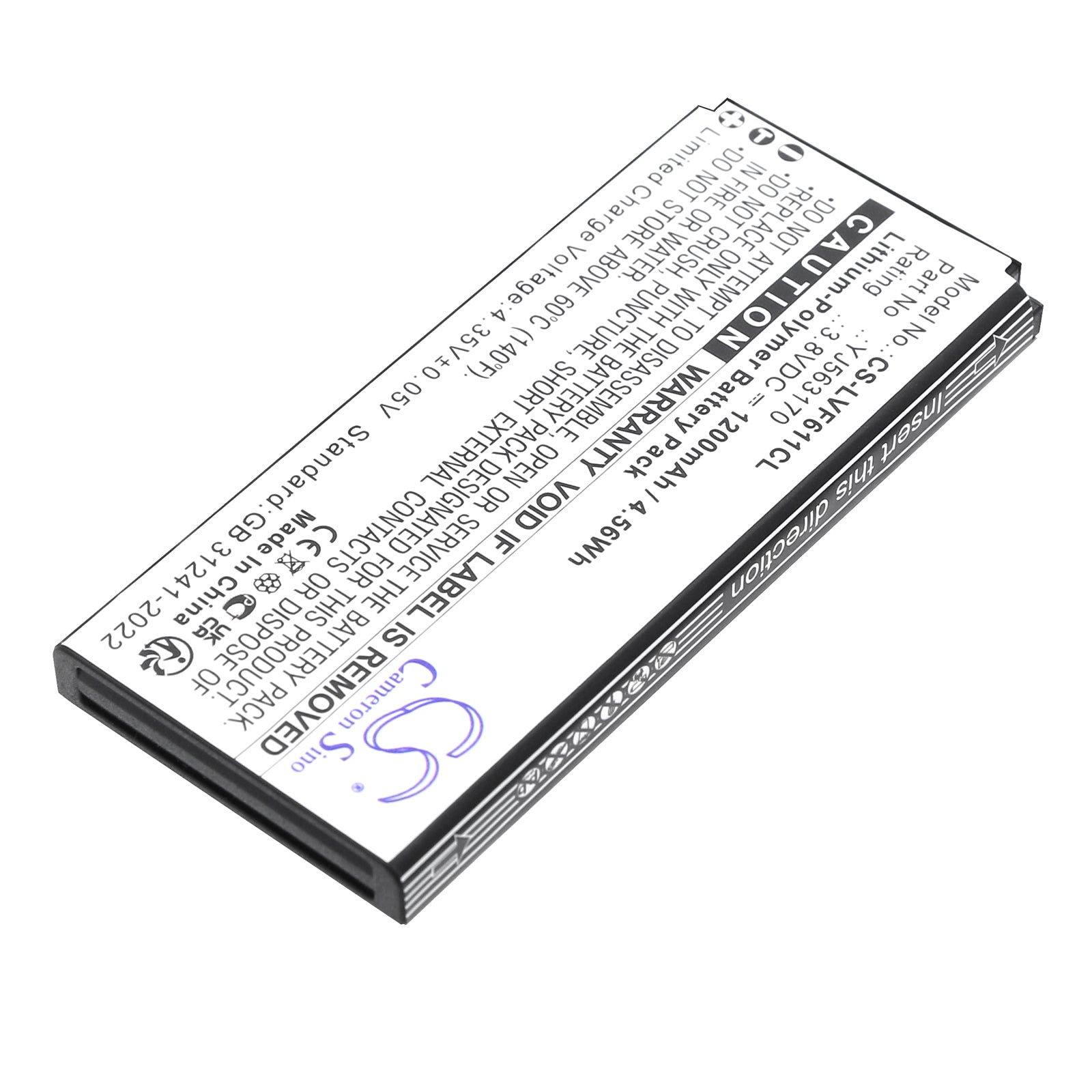 3.8V, Li-Polymer, 1200mAh, Battery fits Linkvil Fanvil W610W, Fanvil W611W, 4.56Wh Cordless Phone Cameron Sino Technology Limited