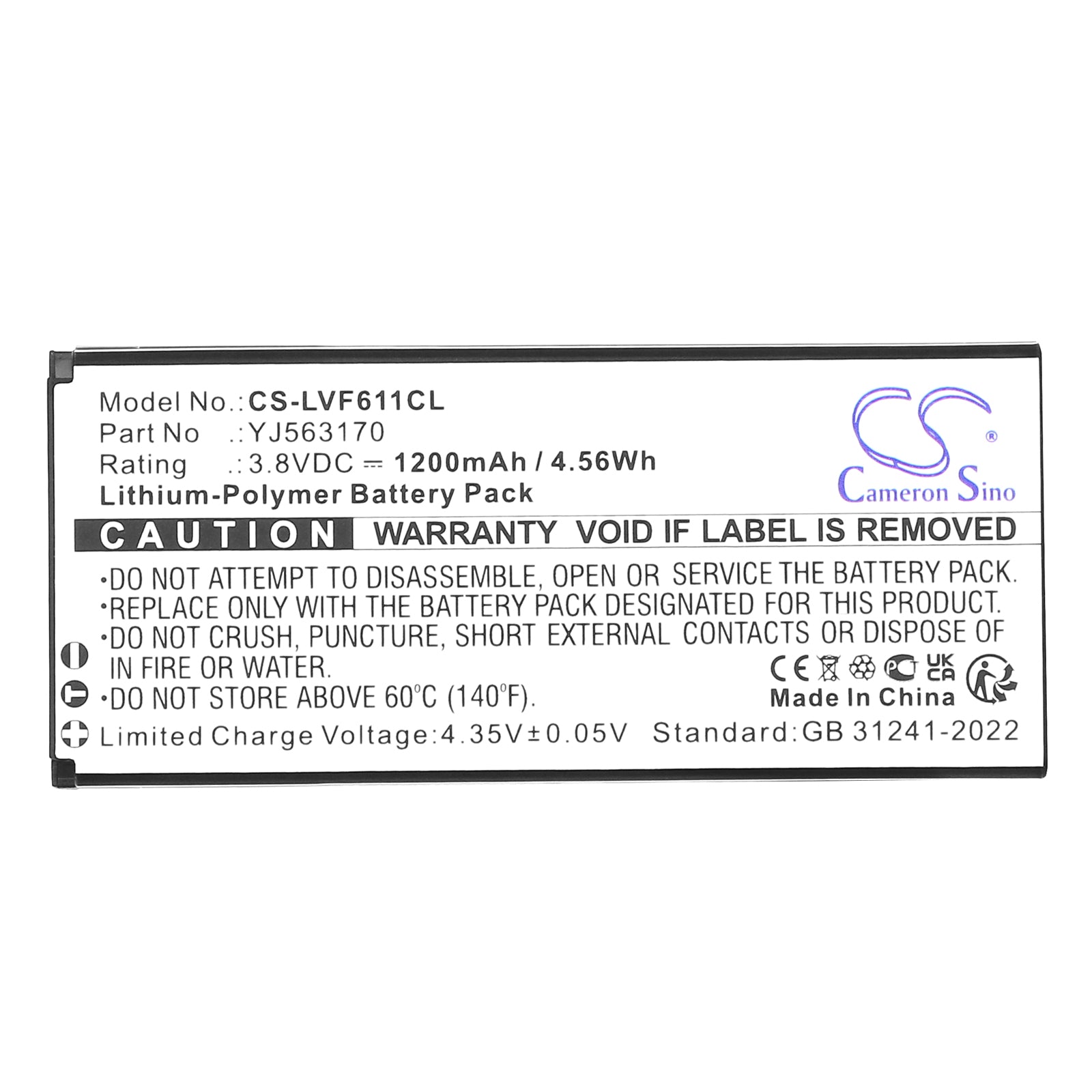 3.8V, Li-Polymer, 1200mAh, Battery fits Linkvil Fanvil W610W, Fanvil W611W, 4.56Wh Cordless Phone Cameron Sino Technology Limited