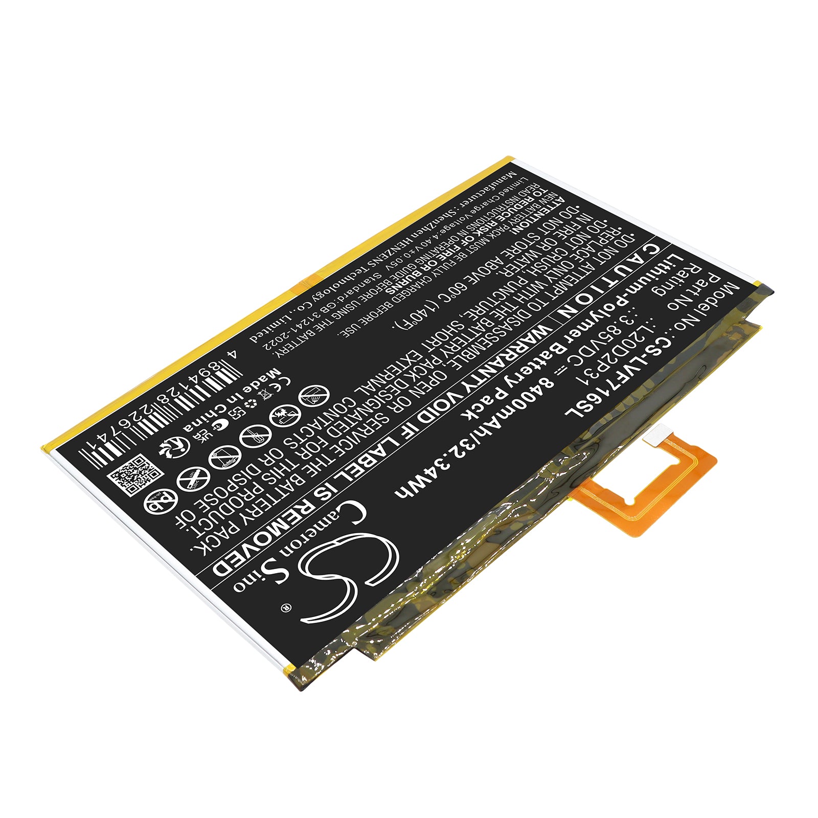 3.85V, Li-Polymer, 8400mAh, Battery fits Lenovo Pad Pro 2021, TB-J706F, 32.34Wh Tablet Cameron Sino Technology Limited