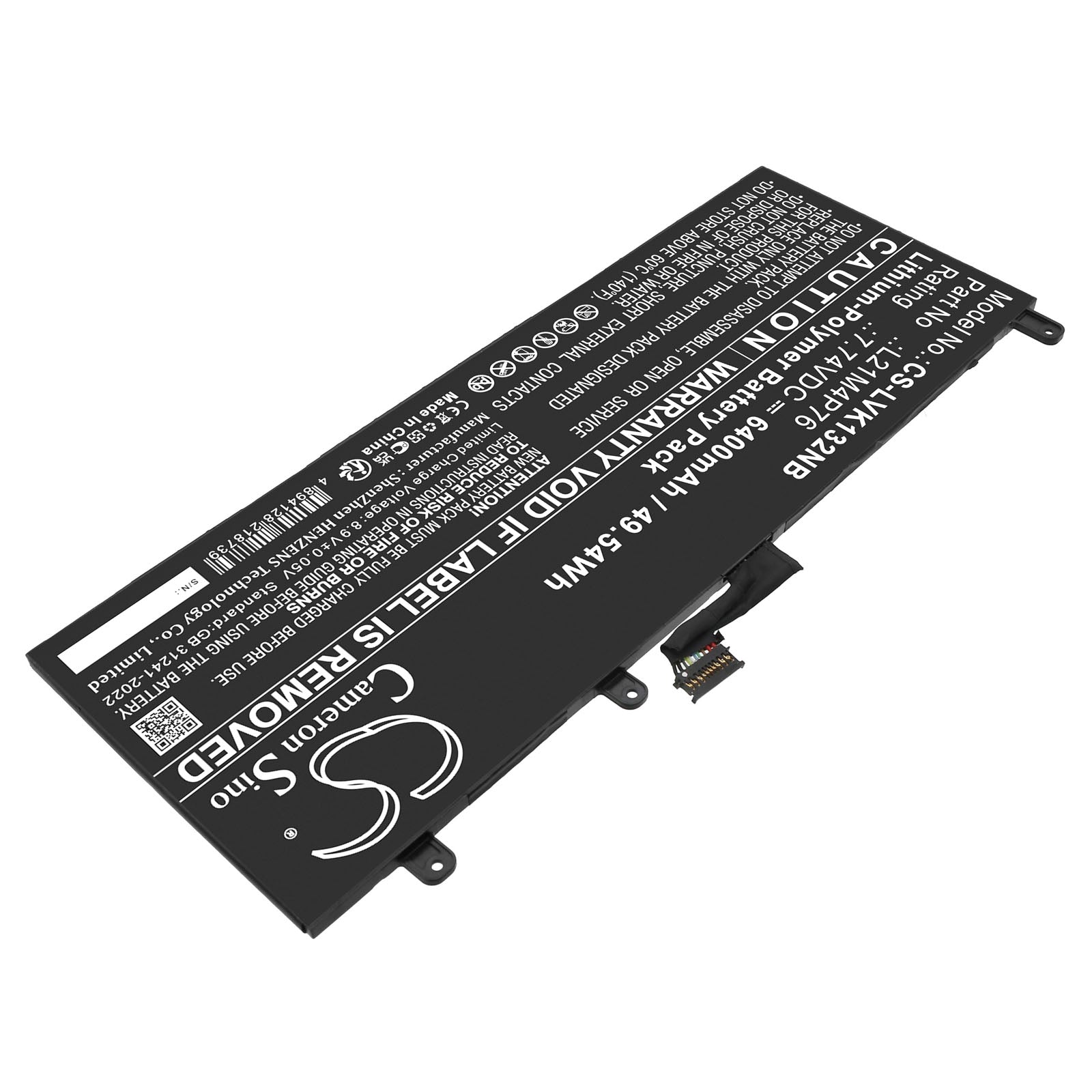 7.74V, Li-Polymer, 6400mAh, Battery fits Lenovo ThinkPad X13S GEN 1-21BX000EHV, ThinkPad X13S GEN 1-21BX000GSC, 49.54Wh Notebook, Laptop Cameron Sino Technology Limited