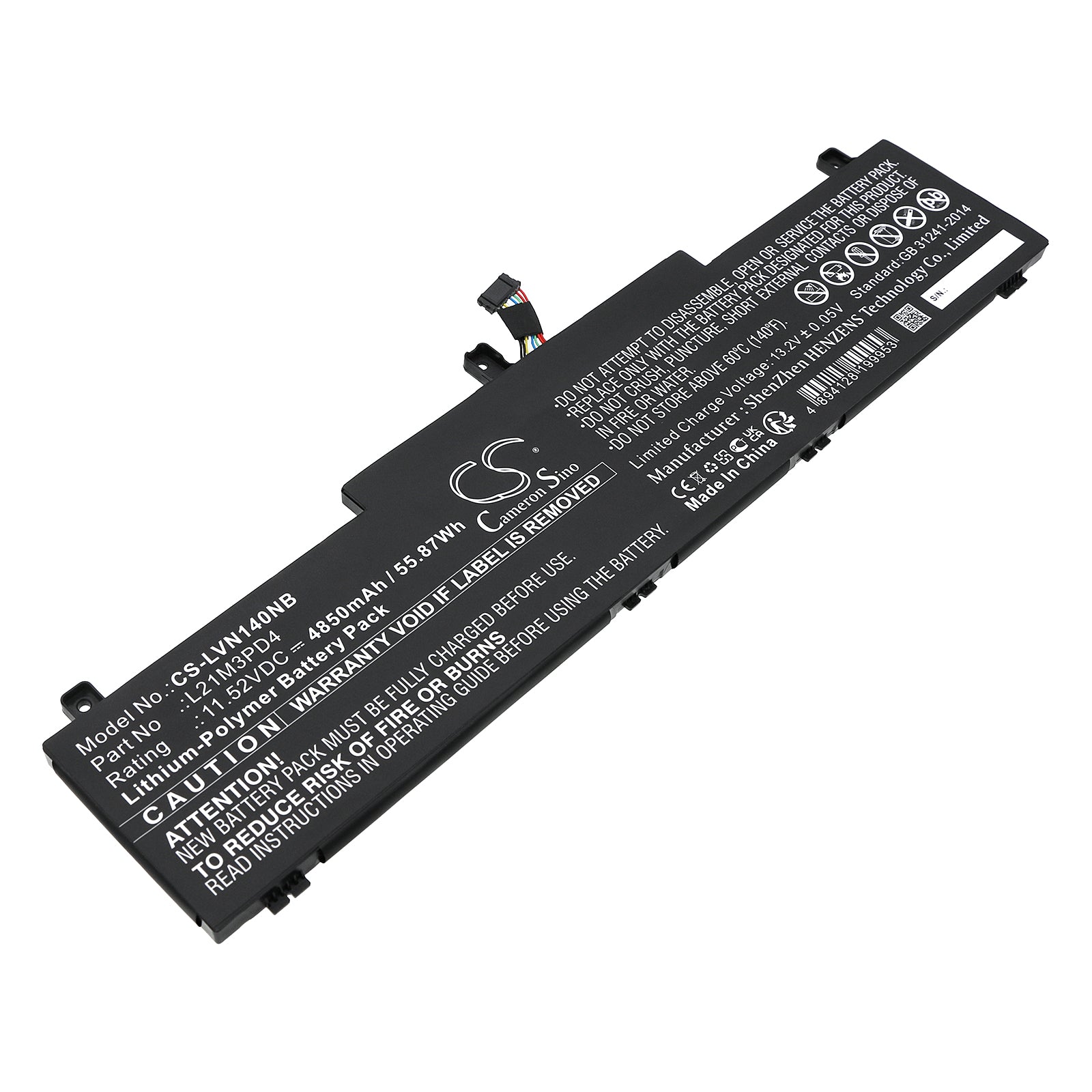 Li-Polymer, Notebook, Laptop Battery fits Lenovo Thinkpad Neo 14, 11.52V, 4850mAh Notebook, Laptop Cameron Sino Technology Limited
