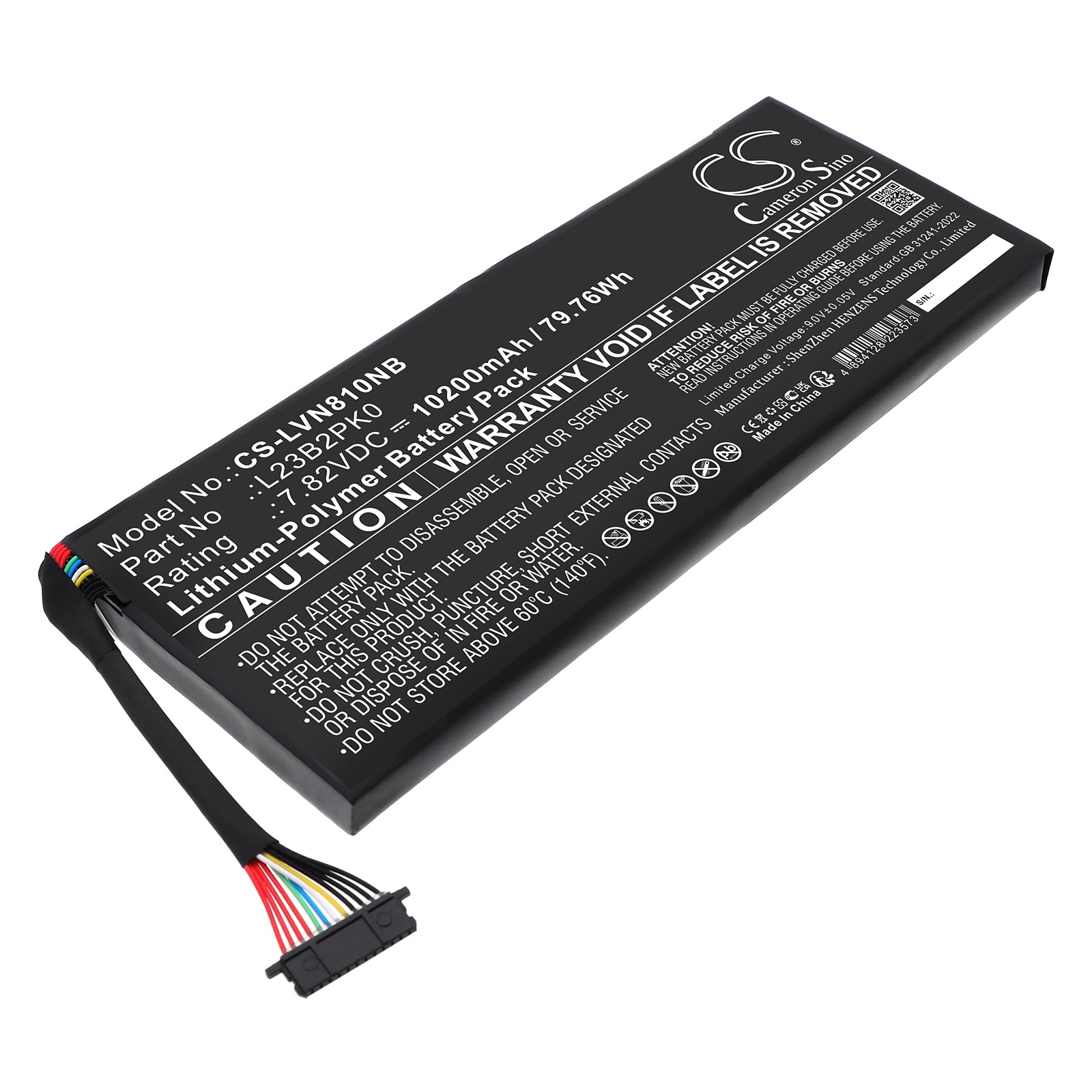 7.82V, Li-Polymer, 10200mAh, Battery fits Lenovo Legion Go 8APU1, 79.76Wh Notebook, Laptop Cameron Sino Technology Limited