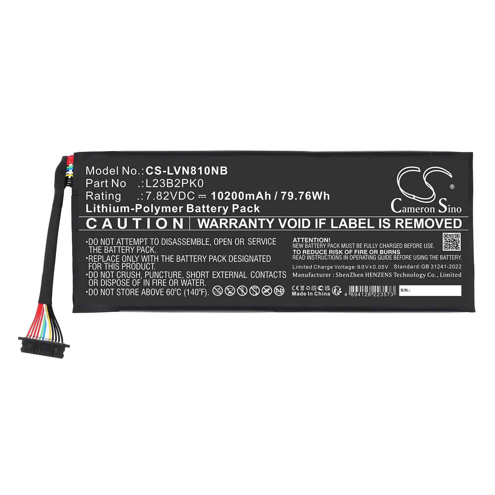7.82V, Li-Polymer, 10200mAh, Battery fits Lenovo Legion Go 8APU1, 79.76Wh Notebook, Laptop Cameron Sino Technology Limited