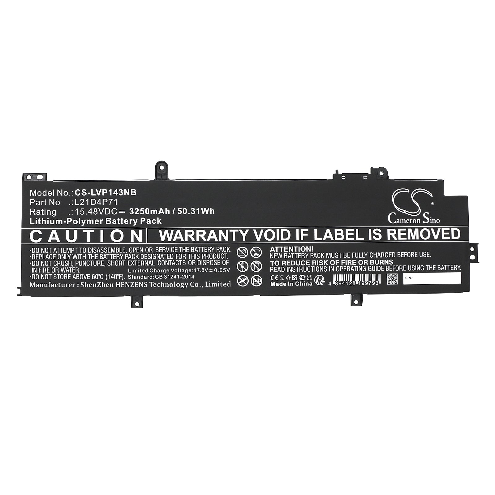 Li-Polymer, Notebook, Laptop Battery fits Lenovo Thinkpad P14s Gen 3(amd)21j500, Thinkpad P14s Gen 3(amd)21j500, 15.48V, 3250mAh Notebook, Laptop Cameron Sino Technology Limited