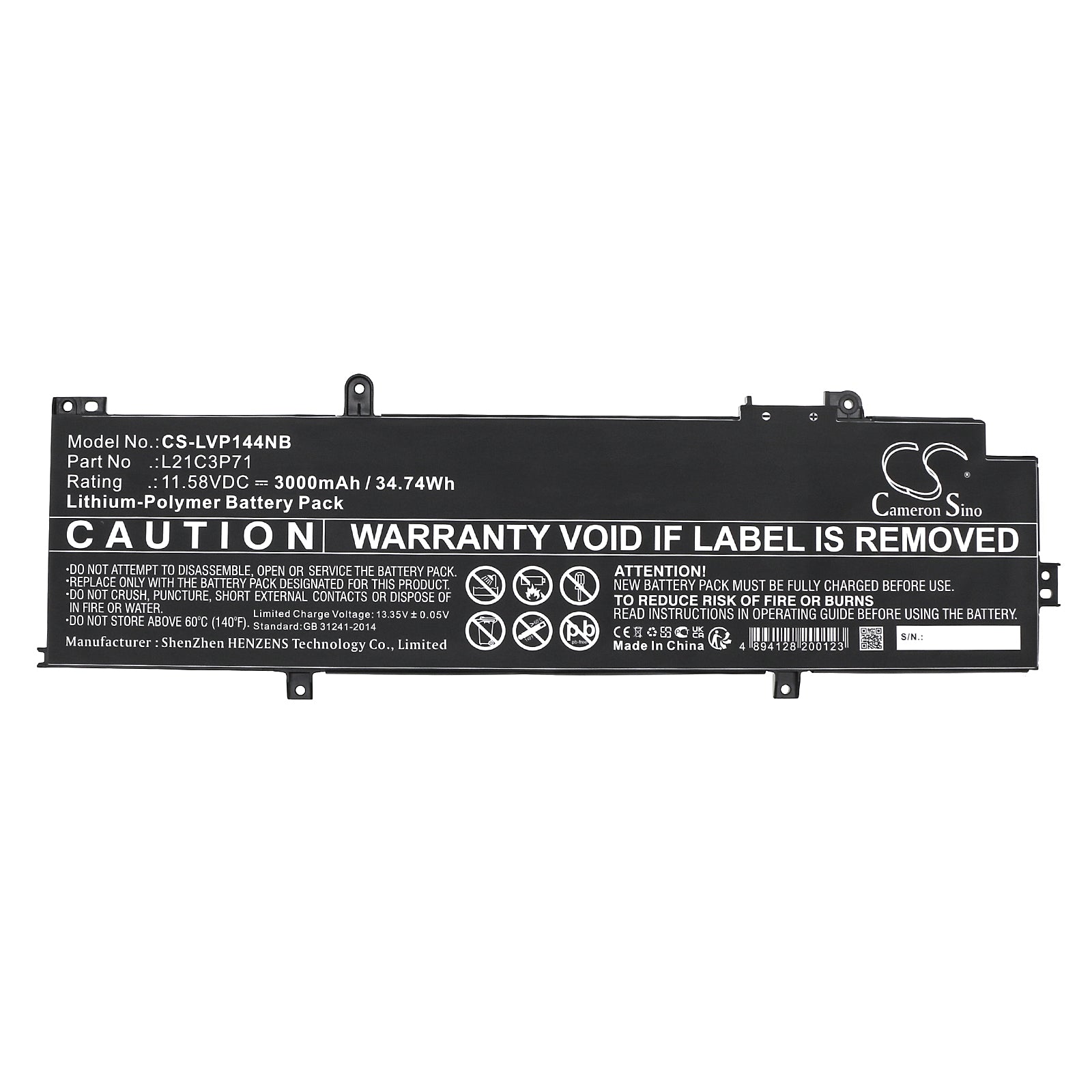 Li-Polymer, Notebook, Laptop Battery fits Lenovo Thinkpad P14s Gen3, Thinkpad T14 Gen3, 11.58V, 3000mAh Notebook, Laptop Cameron Sino Technology Limited