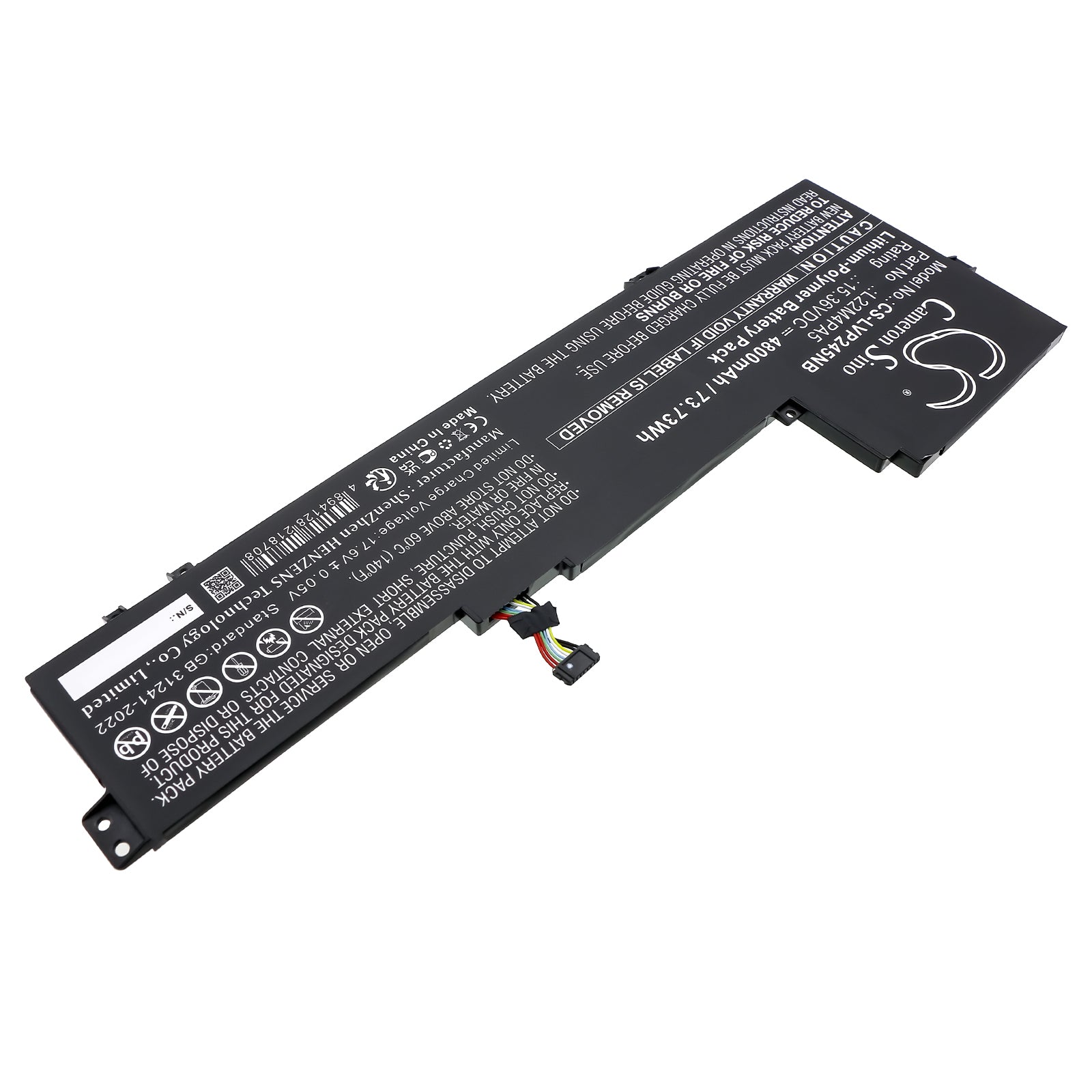 15.36V, Li-Polymer, 4800mAh, Battery fits Lenovo IdeaPad Slim 5 16ABR8, IdeaPad Slim 5 16ABR8 82XG0001RK, 73.73Wh Notebook, Laptop Cameron Sino Technology Limited