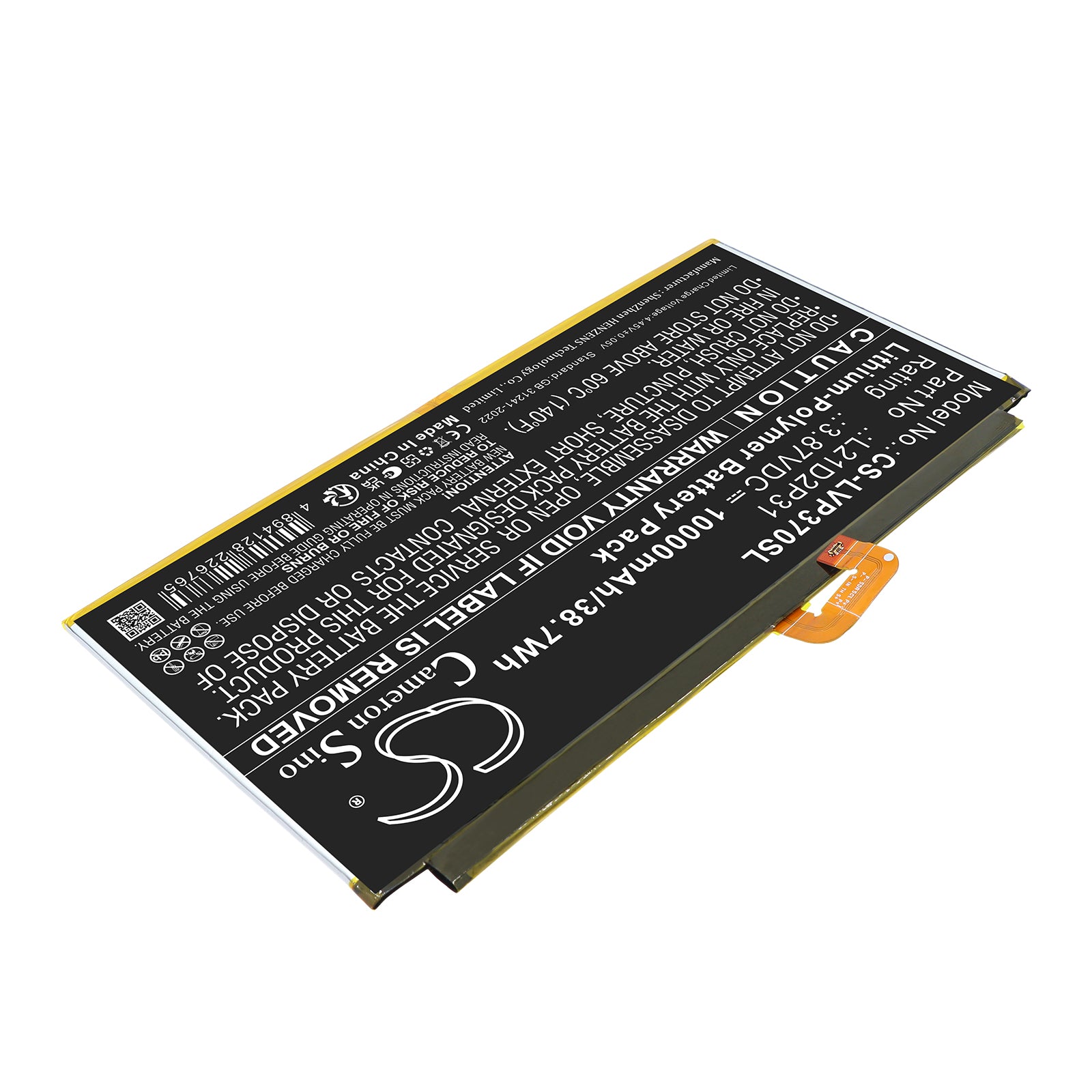 3.87V, Li-Polymer, 10000mAh, Battery fits Lenovo Tab P12, Tab P12 2023, 38.7Wh Tablet Cameron Sino Technology Limited