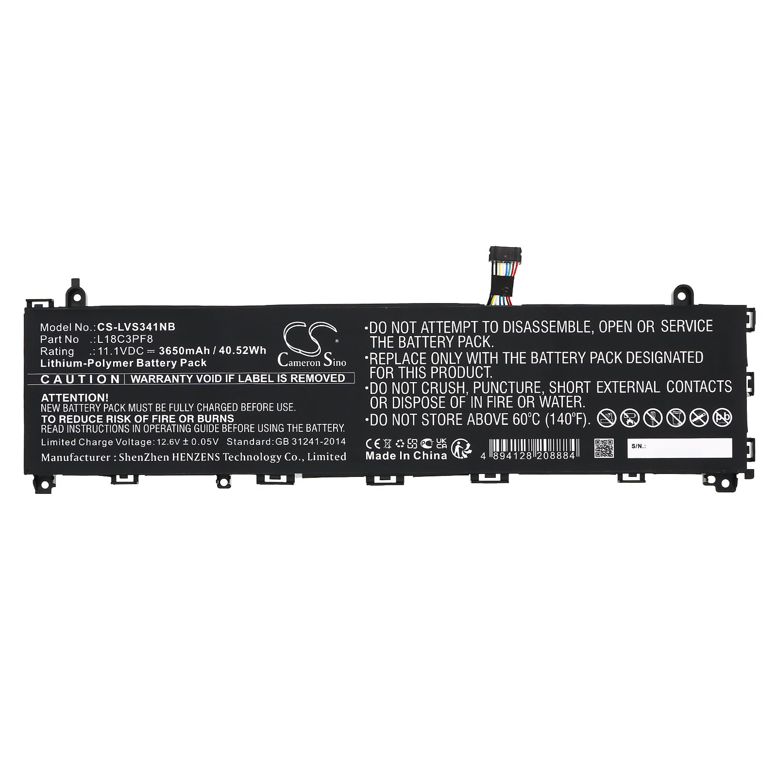 Li-Polymer, Notebook, Laptop Battery fits Lenovo Ideapad S340-13, Ideapad S340-13iml, 11.1V, 3650mAh Notebook, Laptop Cameron Sino Technology Limited