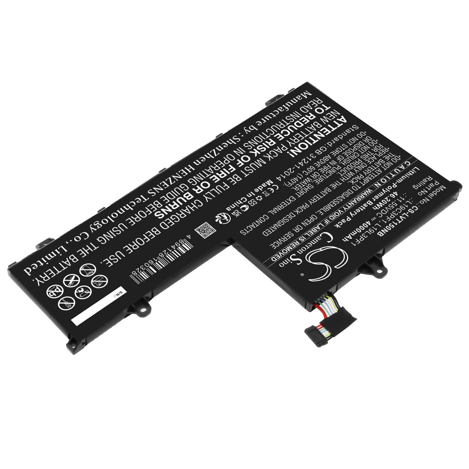 Li-ion Notebook Battery fits Lenovo, L19c3pf1, L19l3pf1, Sb10v25242 11.55V, 4900mAh Notebook & Laptop Cameron Sino Technology Limited