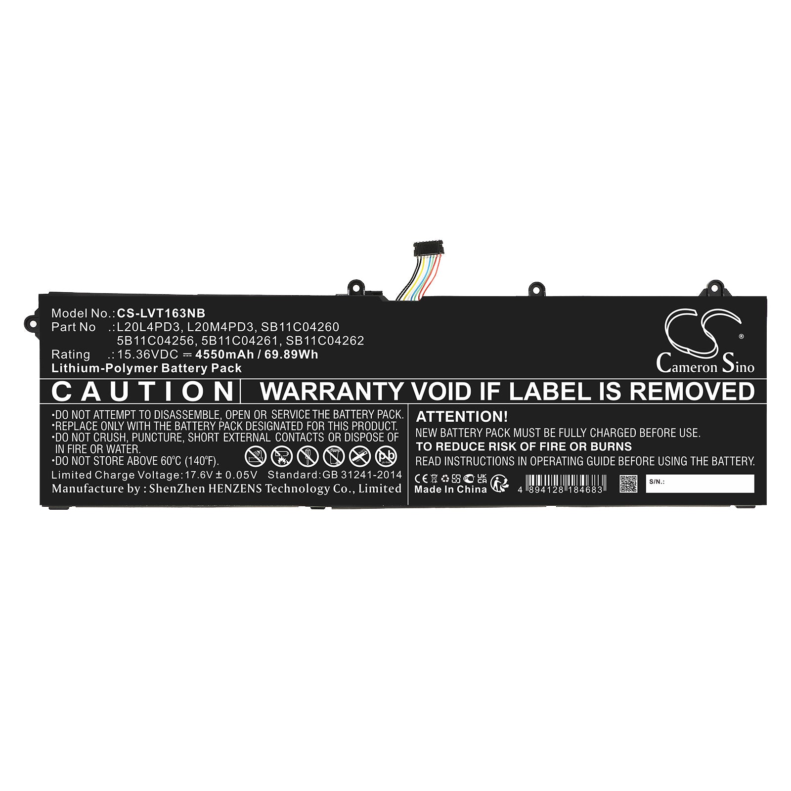 Li-Polymer, Notebook, Laptop Battery fits Lenovo Legion S7 15ach6 82k8000efr, Legion S7 15ach6 82k80015br, 15.36V, 4550mAh Notebook, Laptop Cameron Sino Technology Limited