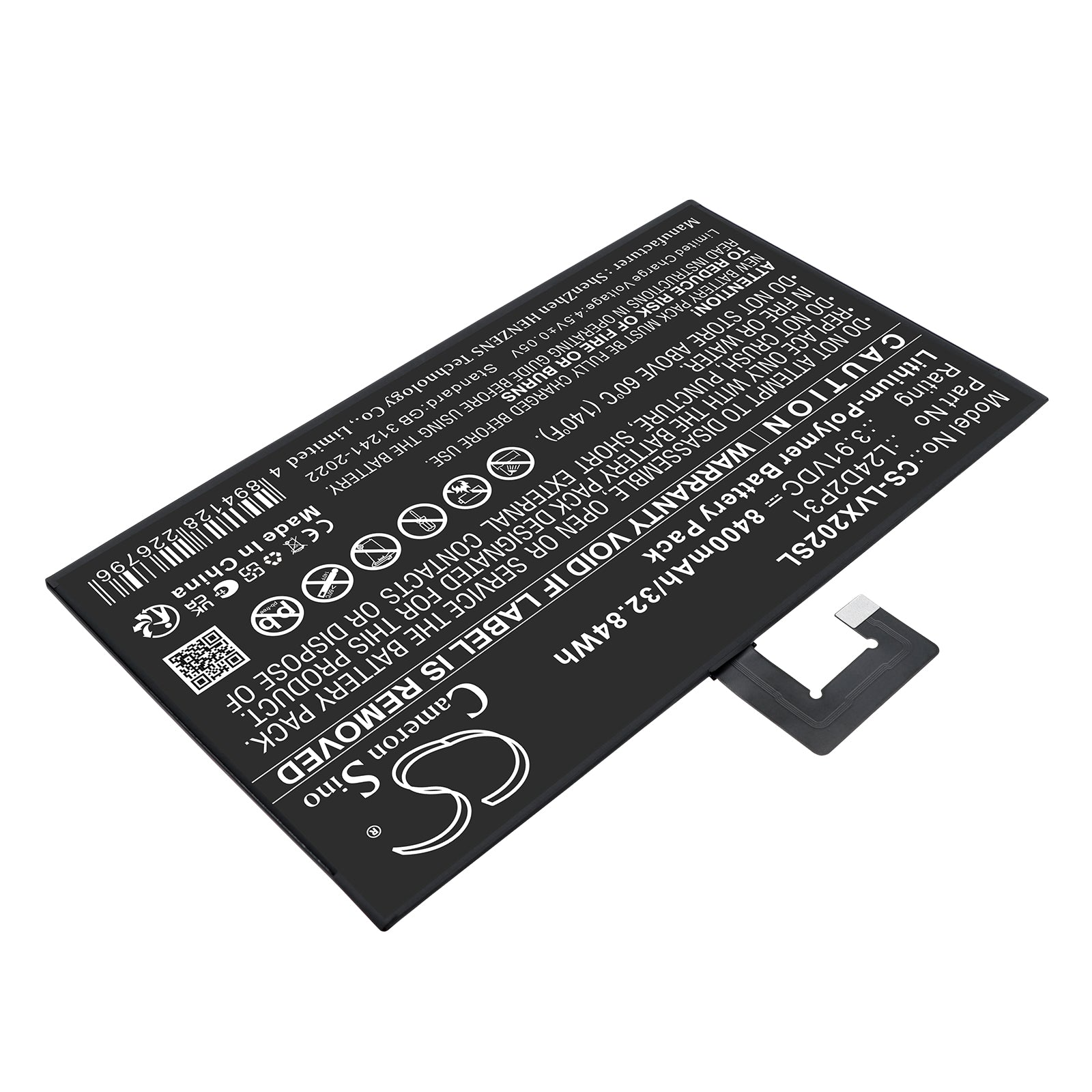 3.91V, Li-Polymer, 8400mAh, Battery fits Lenovo XiaoXin Pad Pro 2024, 32.84Wh Tablet Cameron Sino Technology Limited