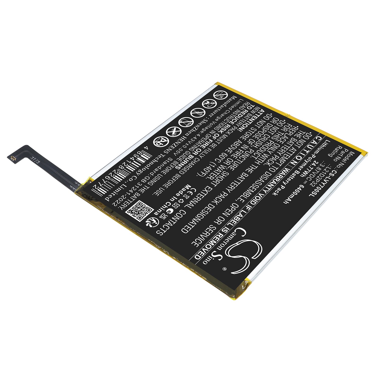 3.87V, Li-Polymer, 6400mAh, Battery fits Lenovo Legion Y700, TB-9707F, 24.77Wh Tablet Cameron Sino Technology Limited