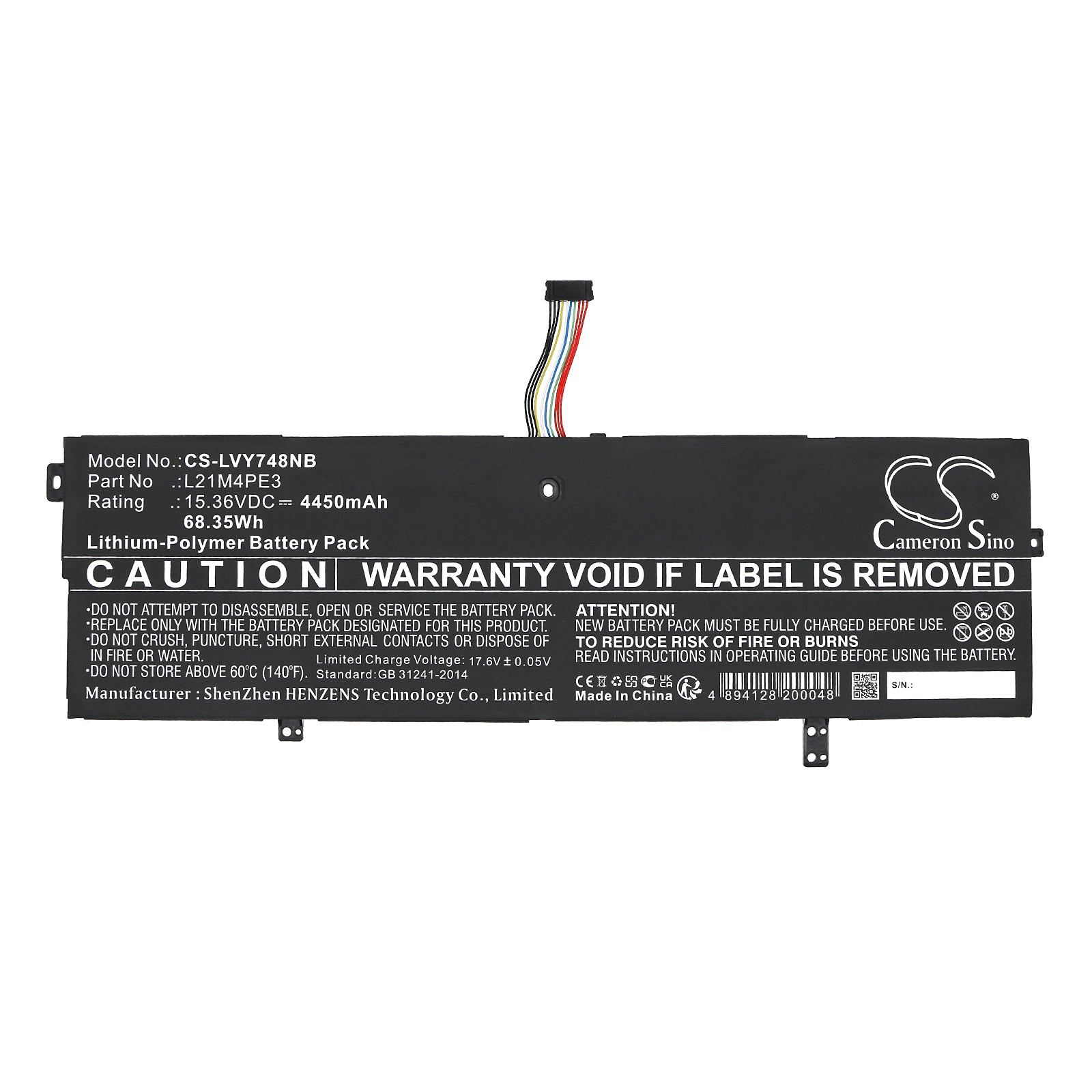 Li-Polymer, Notebook, Laptop Battery fits Lenovo Yoga 7 14arb7 82qf000dsp, Yoga 7 14arb7 82qf000fau, 15.36V, 4450mAh Notebook, Laptop Cameron Sino Technology Limited