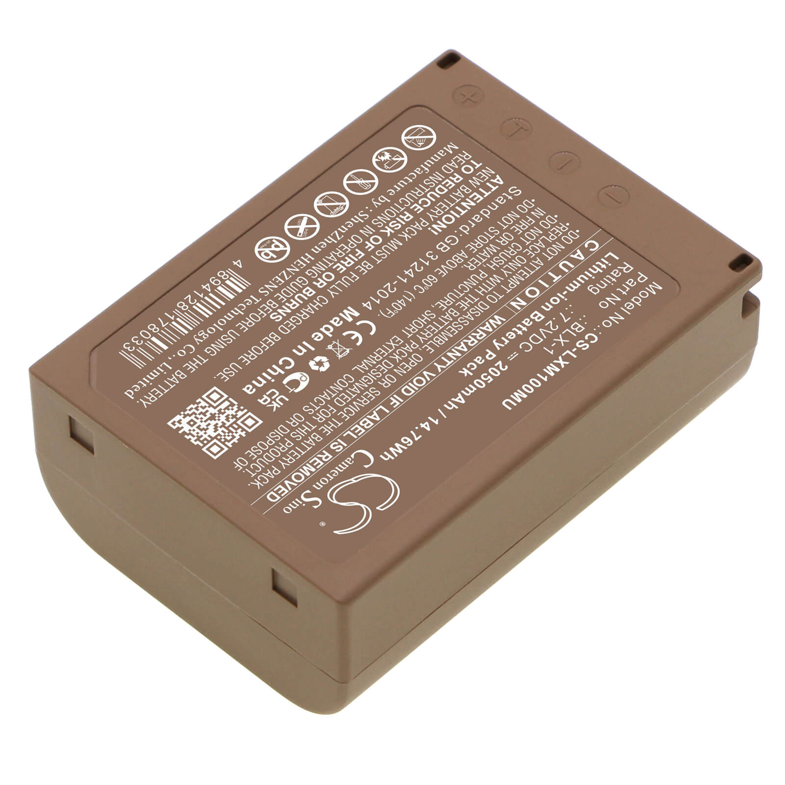 Li-ion Battery fits Olympus, Om System Om-1, Om-1 Mirrorless 7.2V, 2050mAh / 14.76Wh Camera Cameron Sino Technology Limited
