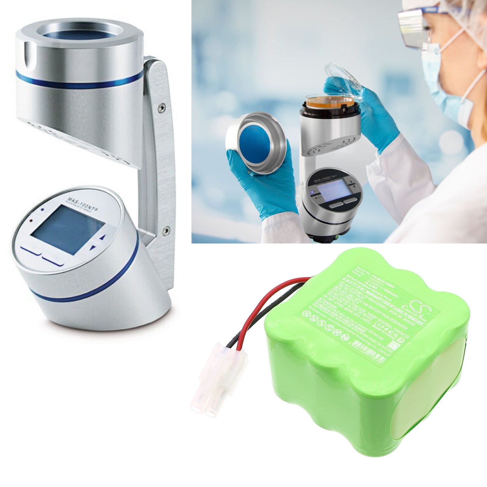 10.8V, Ni-CD, 1800mAh, Battery fits BioControl Air Sampler MAS-100, MAS-AC-6009, 19.44Wh Medical Cameron Sino Technology Limited
