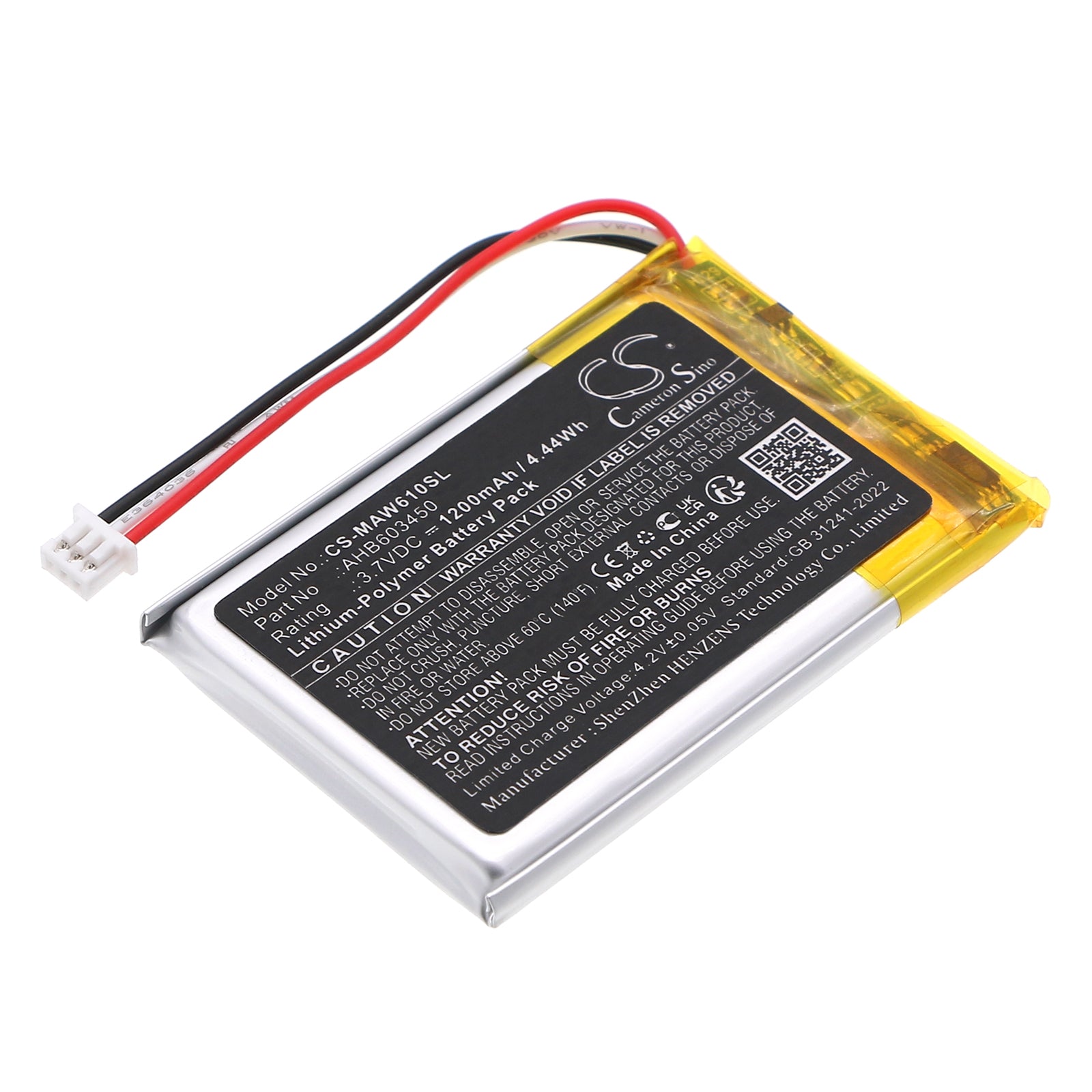 3.7V, Li-Polymer, 1200mAh, Battery fits Omen MAW610M Mouse, 4.44Wh Keyboard,Mouse Cameron Sino Technology Limited