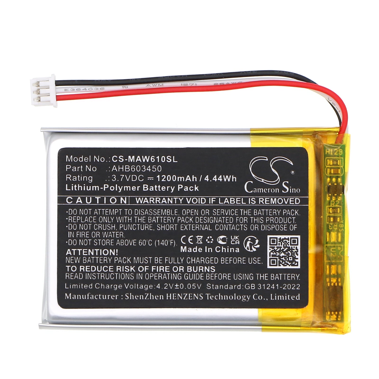 3.7V, Li-Polymer, 1200mAh, Battery fits Omen MAW610M Mouse, 4.44Wh Keyboard,Mouse Cameron Sino Technology Limited
