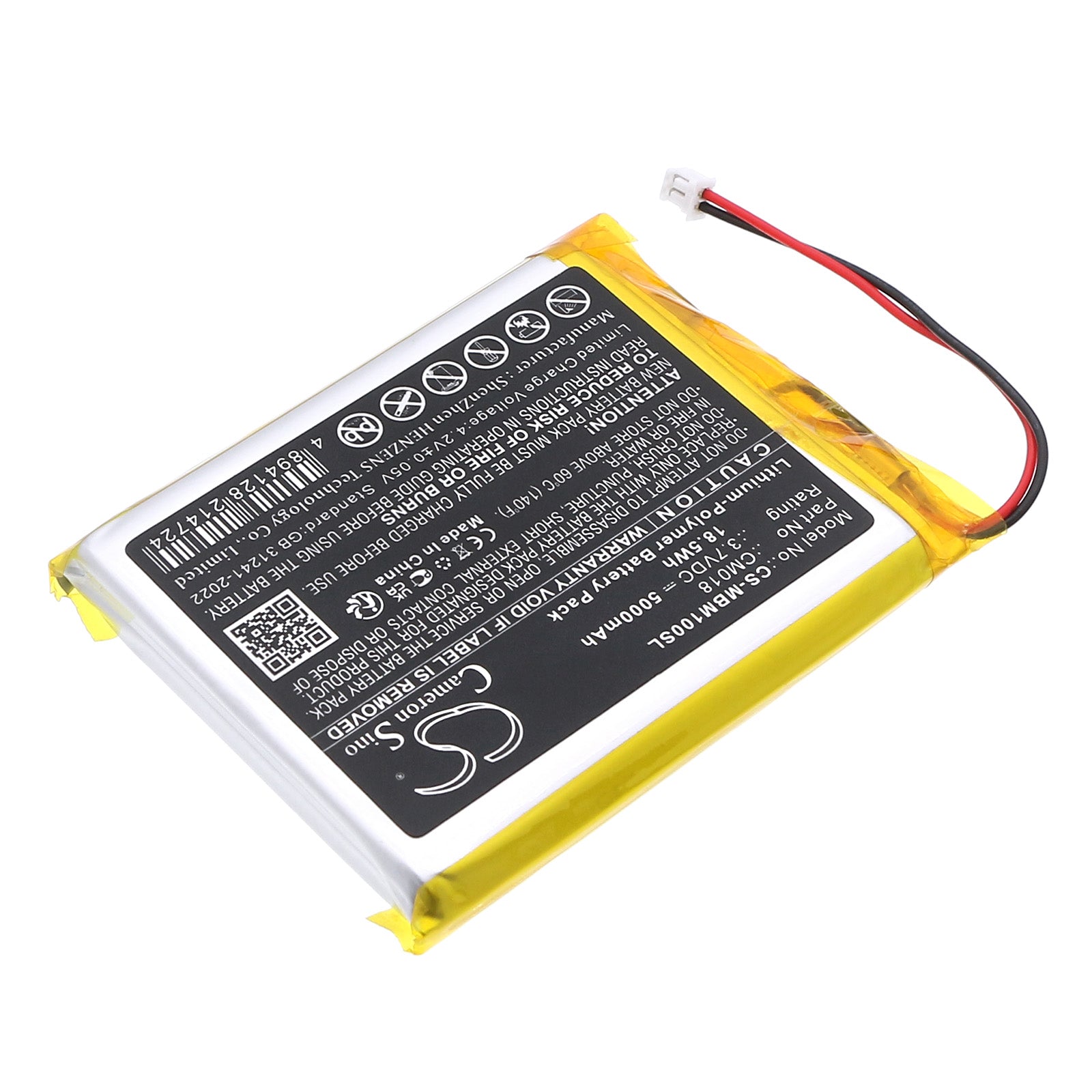 3.7V, Li-Polymer, 5000mAh, Battery fits Imilab M1, 18.5Wh Home Security Camera Cameron Sino Technology Limited