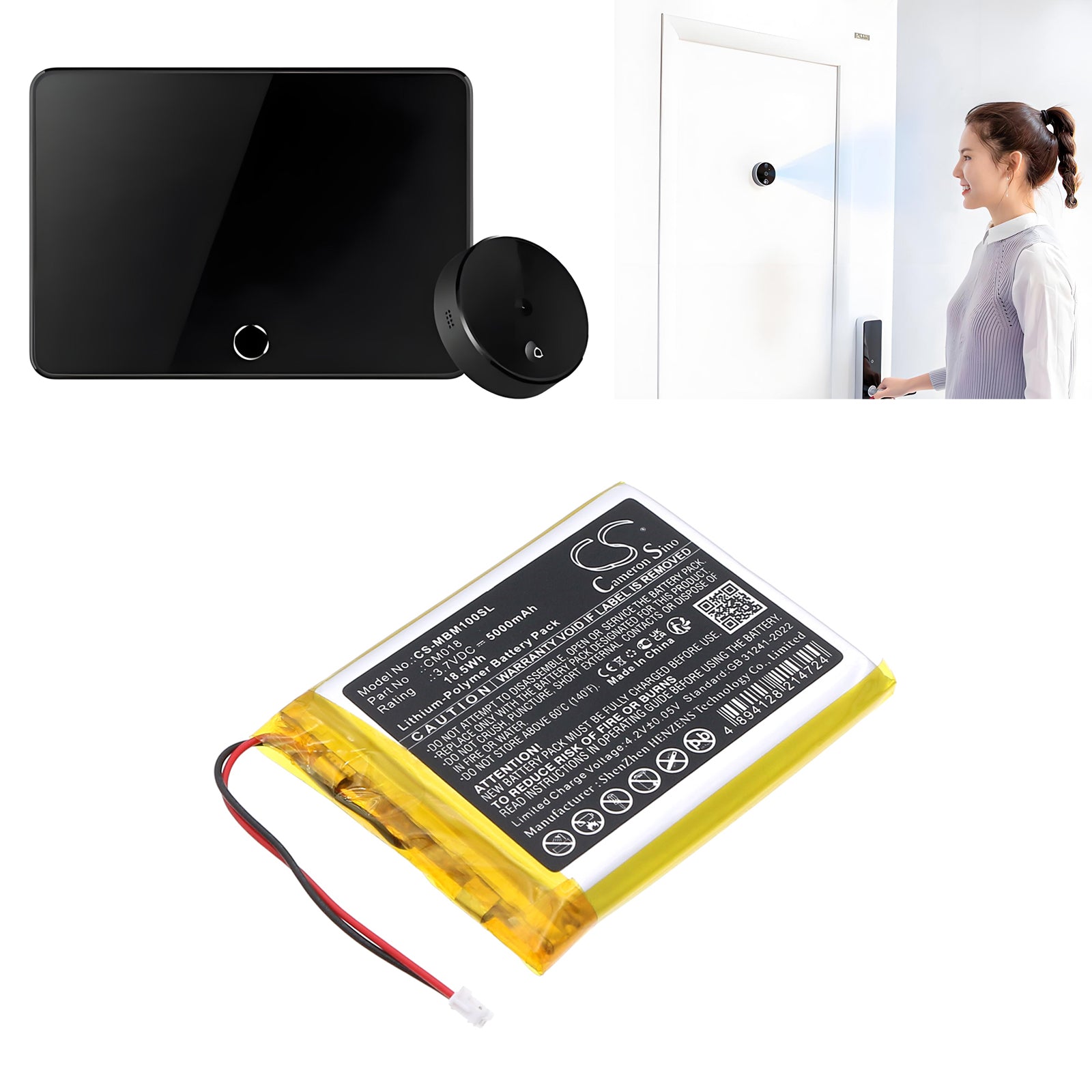 3.7V, Li-Polymer, 5000mAh, Battery fits Imilab M1, 18.5Wh Home Security Camera Cameron Sino Technology Limited