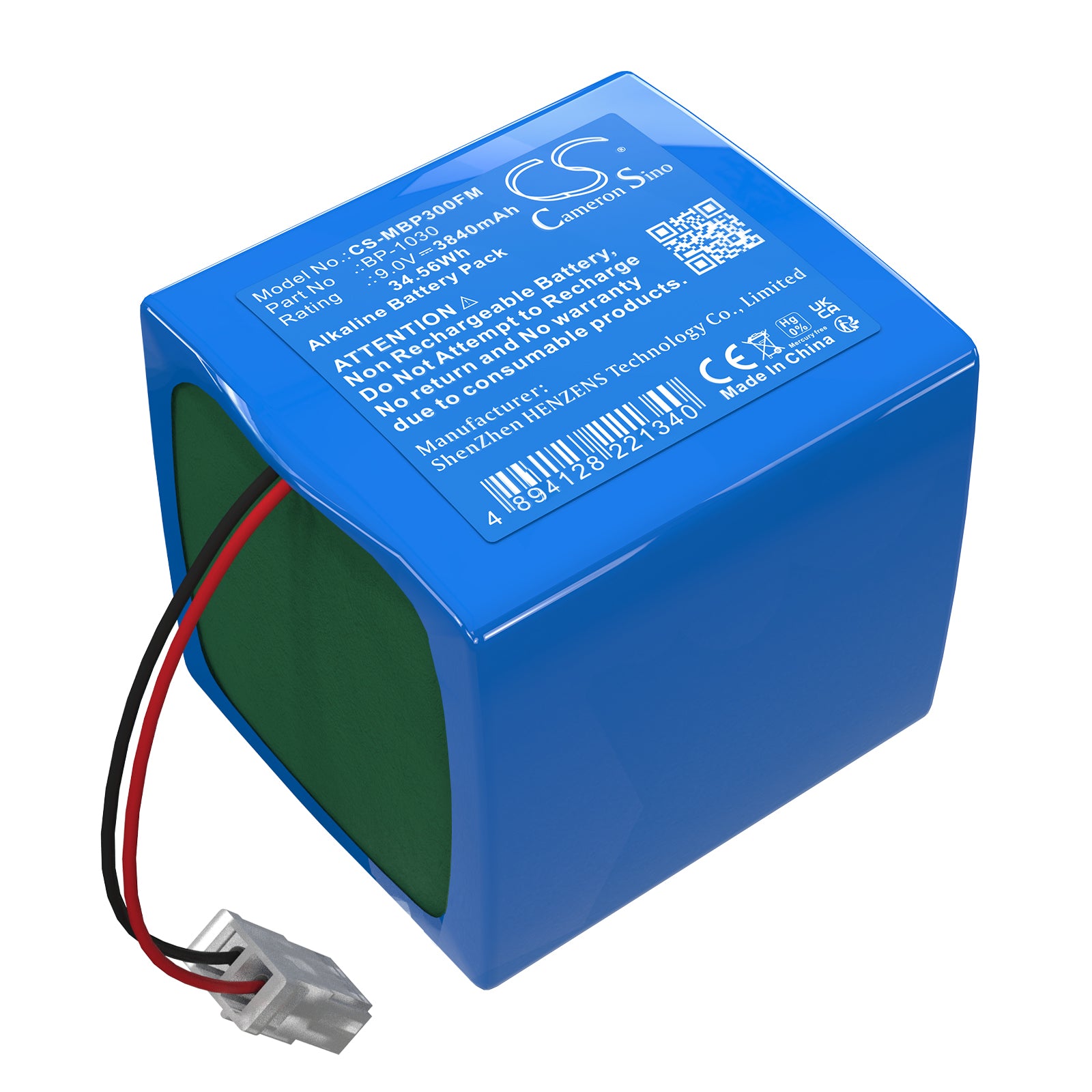 9V, Alkaline, 3840mAh, Battery fits Merl Pointer 3000 ELT Emergency Locator, 34.56Wh Marine Safety & Flotation Devices Cameron Sino Technology Limited