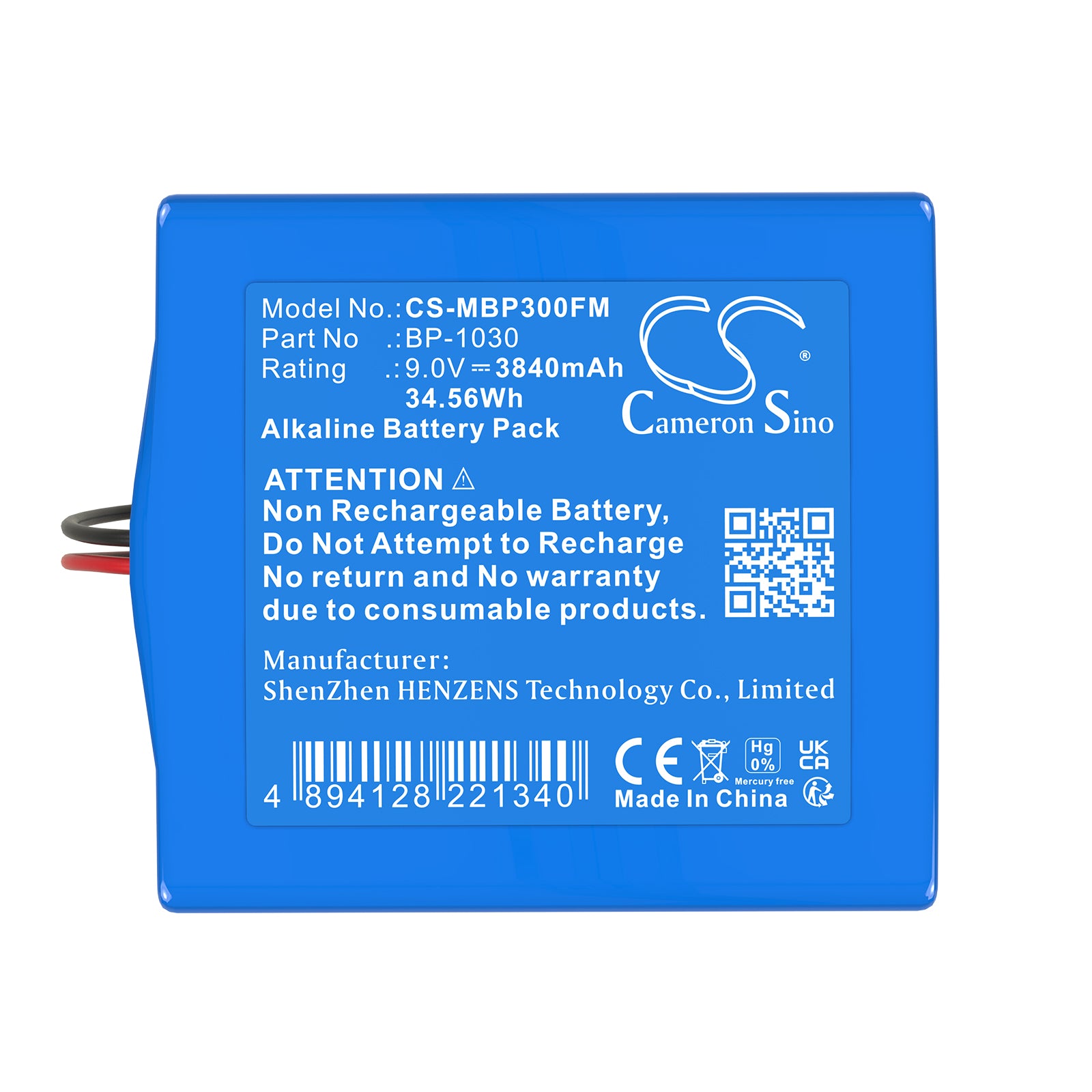 9V, Alkaline, 3840mAh, Battery fits Merl Pointer 3000 ELT Emergency Locator, 34.56Wh Marine Safety & Flotation Devices Cameron Sino Technology Limited
