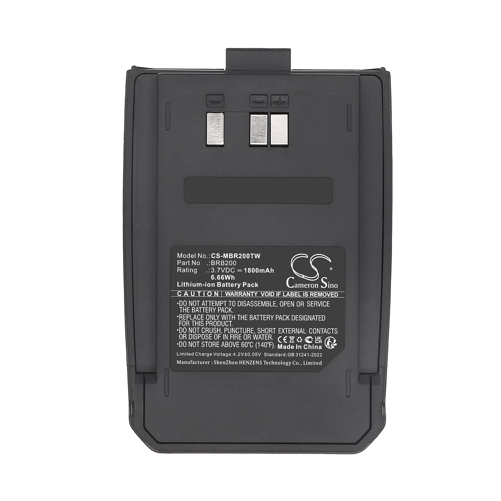 3.7V, Li-ion, 1800mAh, Battery fits Midland BizTalk BR200, 6.66Wh Two-Way Radio Cameron Sino Technology Limited