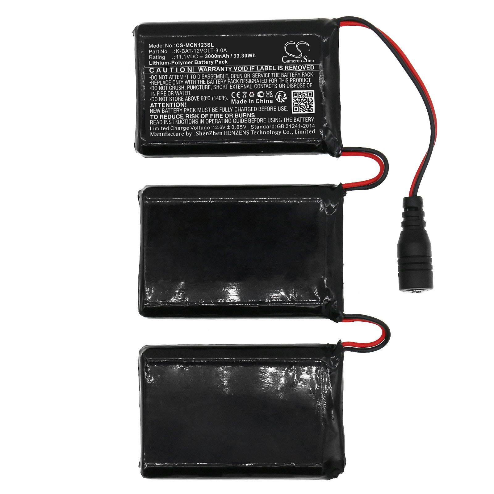 Li-Polymer, Heated Clothes Battery fits Macna Gloves 12v 3a 3, 11.1V, 3000mAh Heated Clothes Cameron Sino Technology Limited