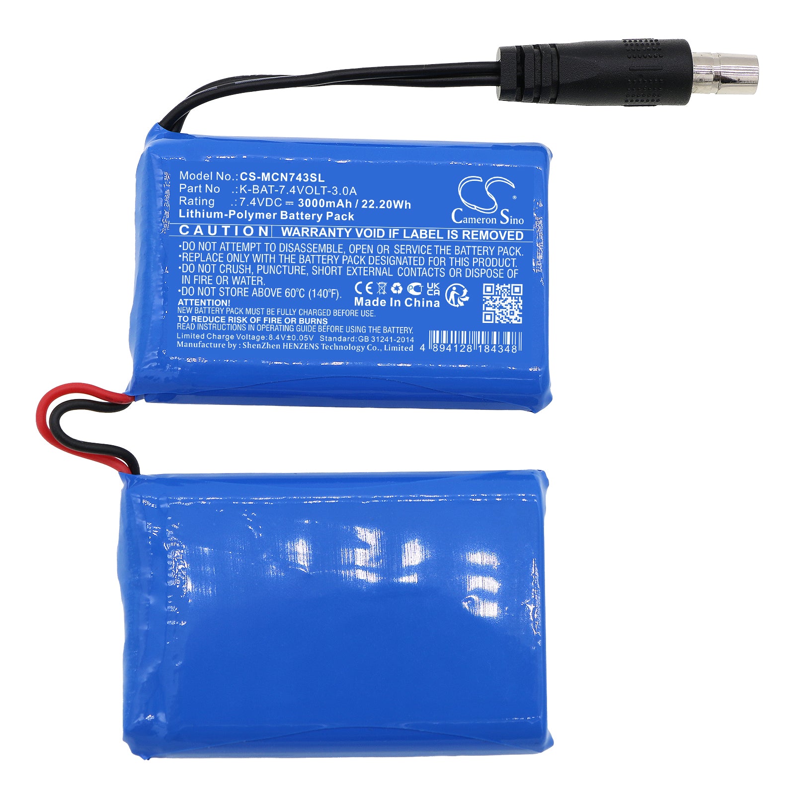 Li-Polymer, Heated Clothes Battery fits Klan-e Gloves, Socks, 7.4V, 3000mAh Heated Clothes Cameron Sino Technology Limited