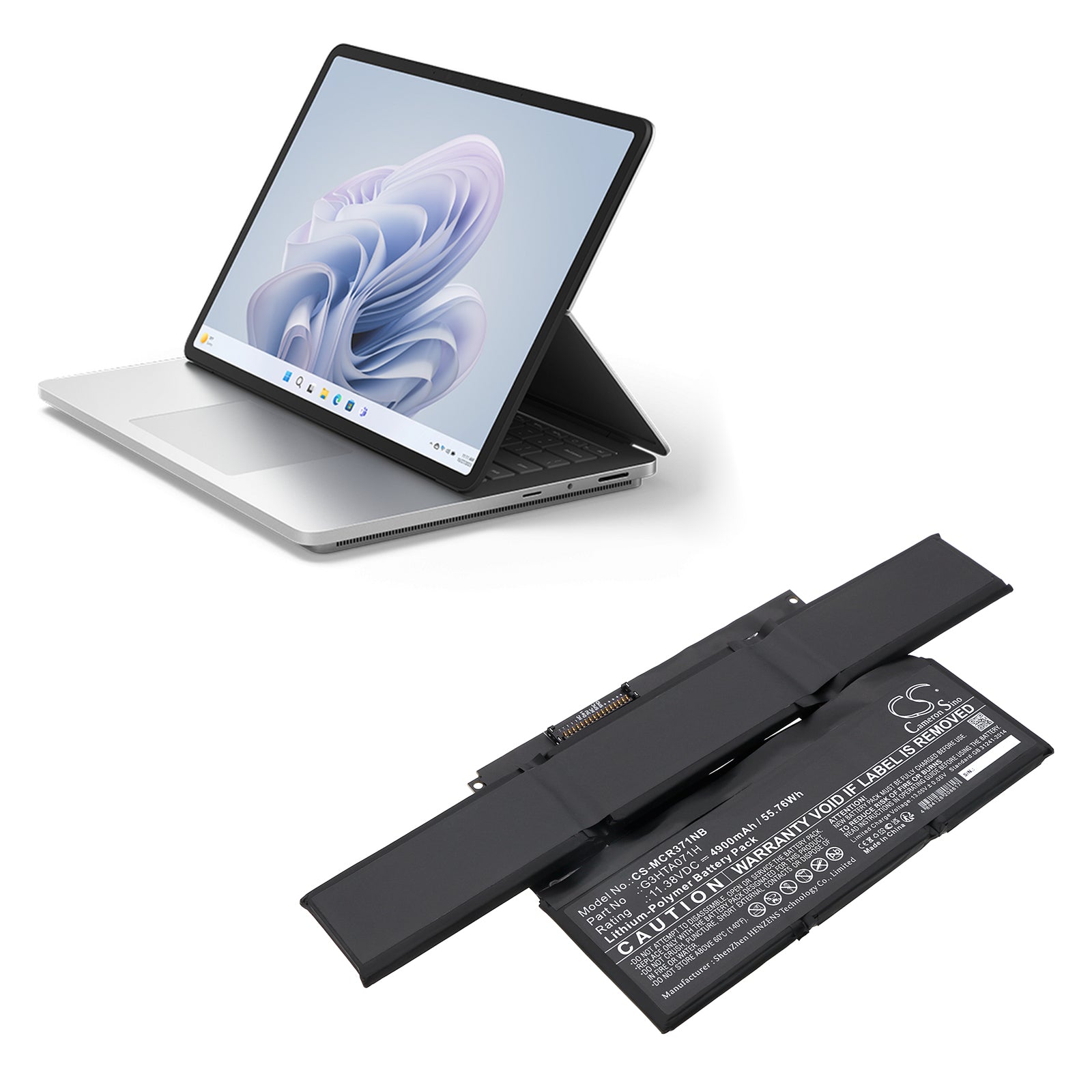 Li-Polymer, Notebook, Laptop Battery fits Microsoft Surface Laptop Studio 1964, Surface Laptop Studio 1964 14., 11.38V, 4900mAh Notebook, Laptop Cameron Sino Technology Limited
