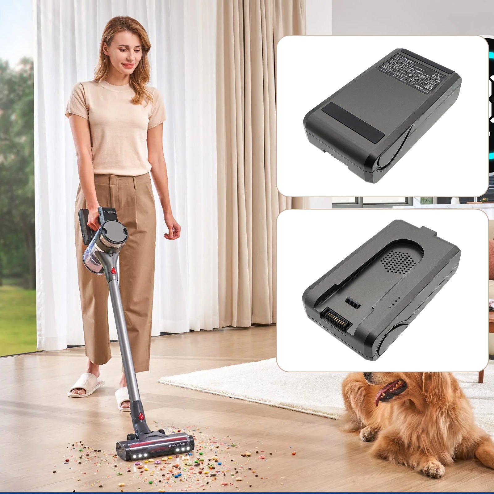 25.2V, Li-ion, 2200mAh, Battery fits Maircle S3, S3 Mate Cordless Pet Vacuum Cleaner, 55.44Wh Vacuum Cameron Sino Technology Limited