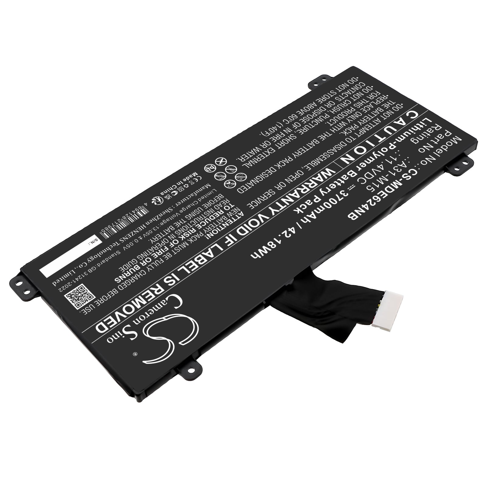 11.4V, Li-Polymer, 3700mAh, Battery fits Medion Akoya E6245, Akoya E6245(MD 61126 MSN 30025295), 42.18Wh Notebook, Laptop Cameron Sino Technology Limited
