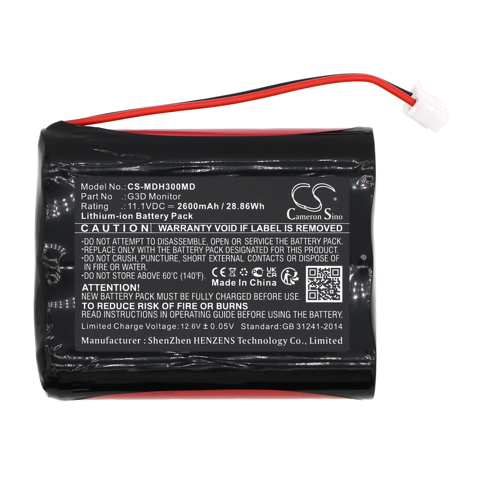 Li-ion, Medical Battery fits Meditech G3d Monitor, 11.1V, 2600mAh Medical Cameron Sino Technology Limited