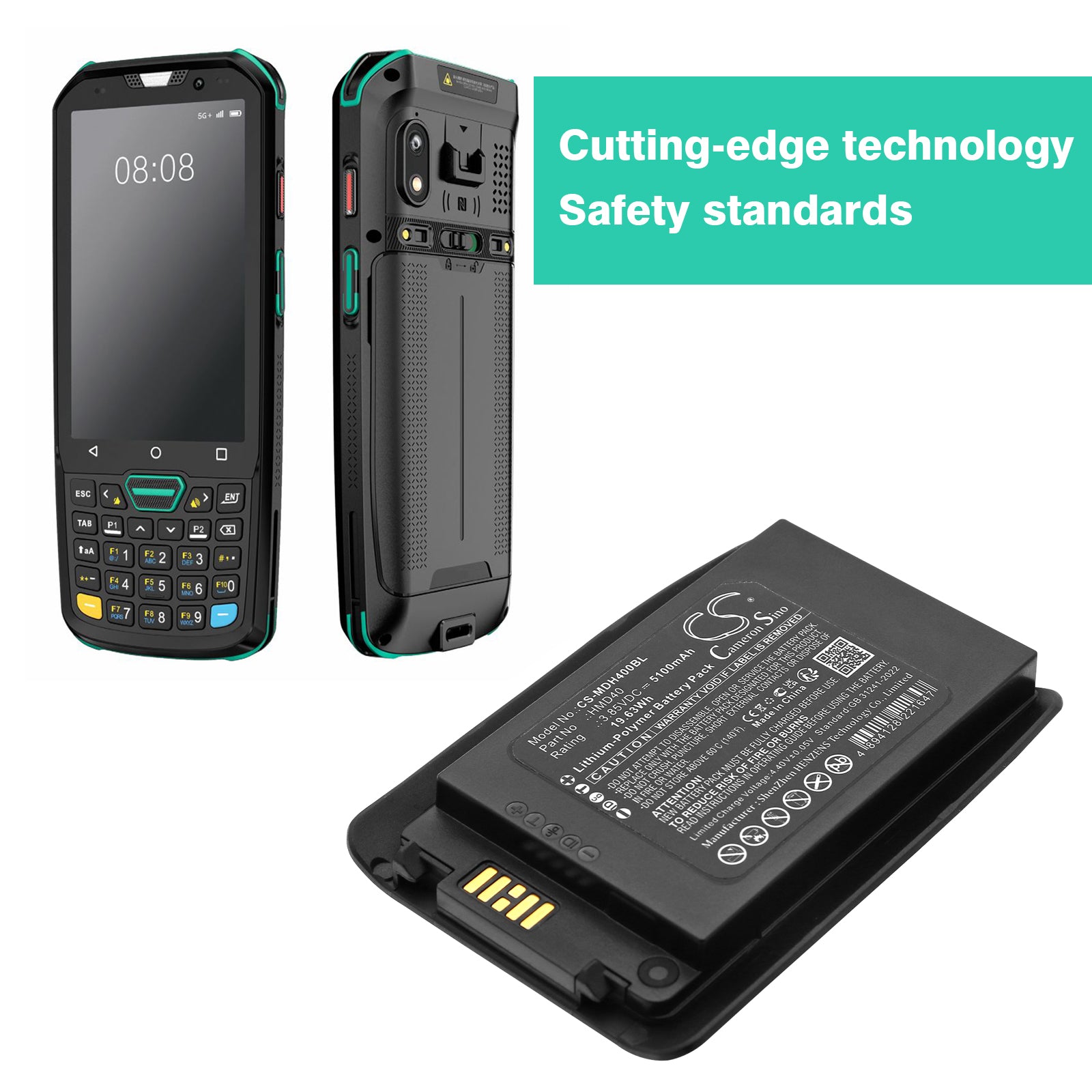 3.85V, Li-Polymer, 5100mAh, Battery fits Mindeo HMD40, M40, 19.64Wh Barcode Scanner Cameron Sino Technology Limited