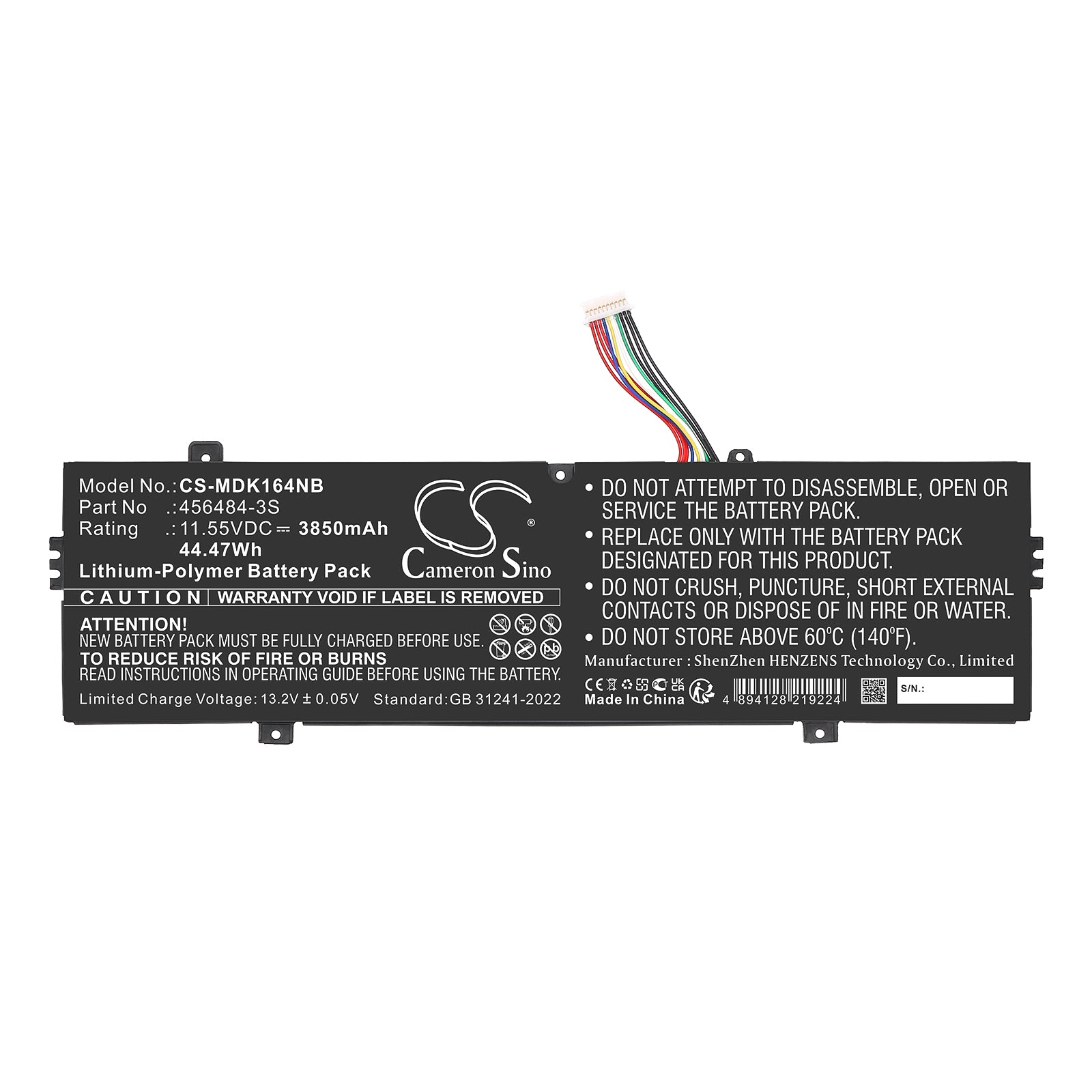 11.55V, Li-Polymer, 3850mAh, Battery fits Medion Akoya E14303 (NS14AR), Akoya E14304 (NS14AR), 44.47Wh Notebook, Laptop Cameron Sino Technology Limited