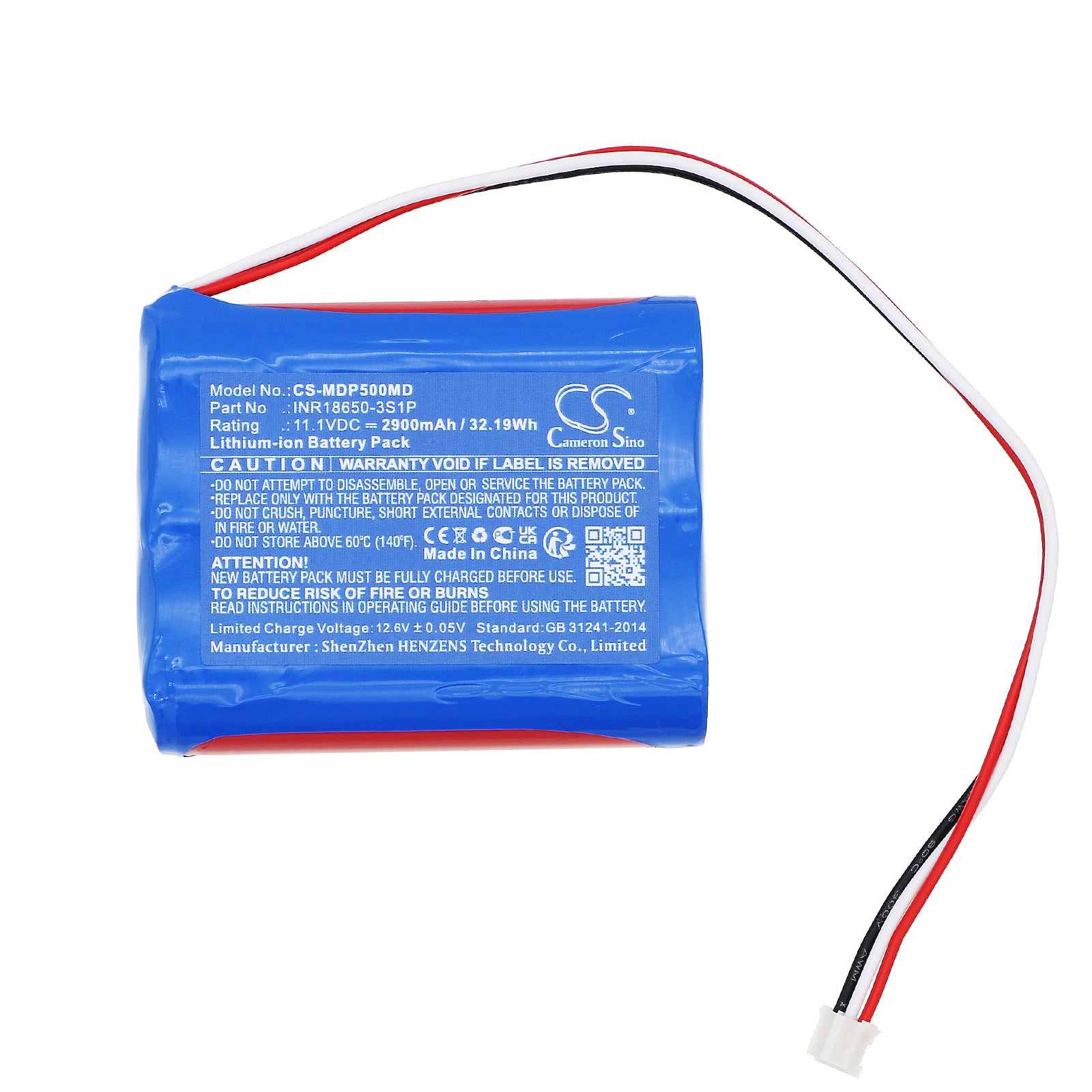 Li-ion, Medical Battery fits Medcaptain Hp-30, Hp-30 Syringe Pump, 11.1V, 2900mAh Medical Cameron Sino Technology Limited