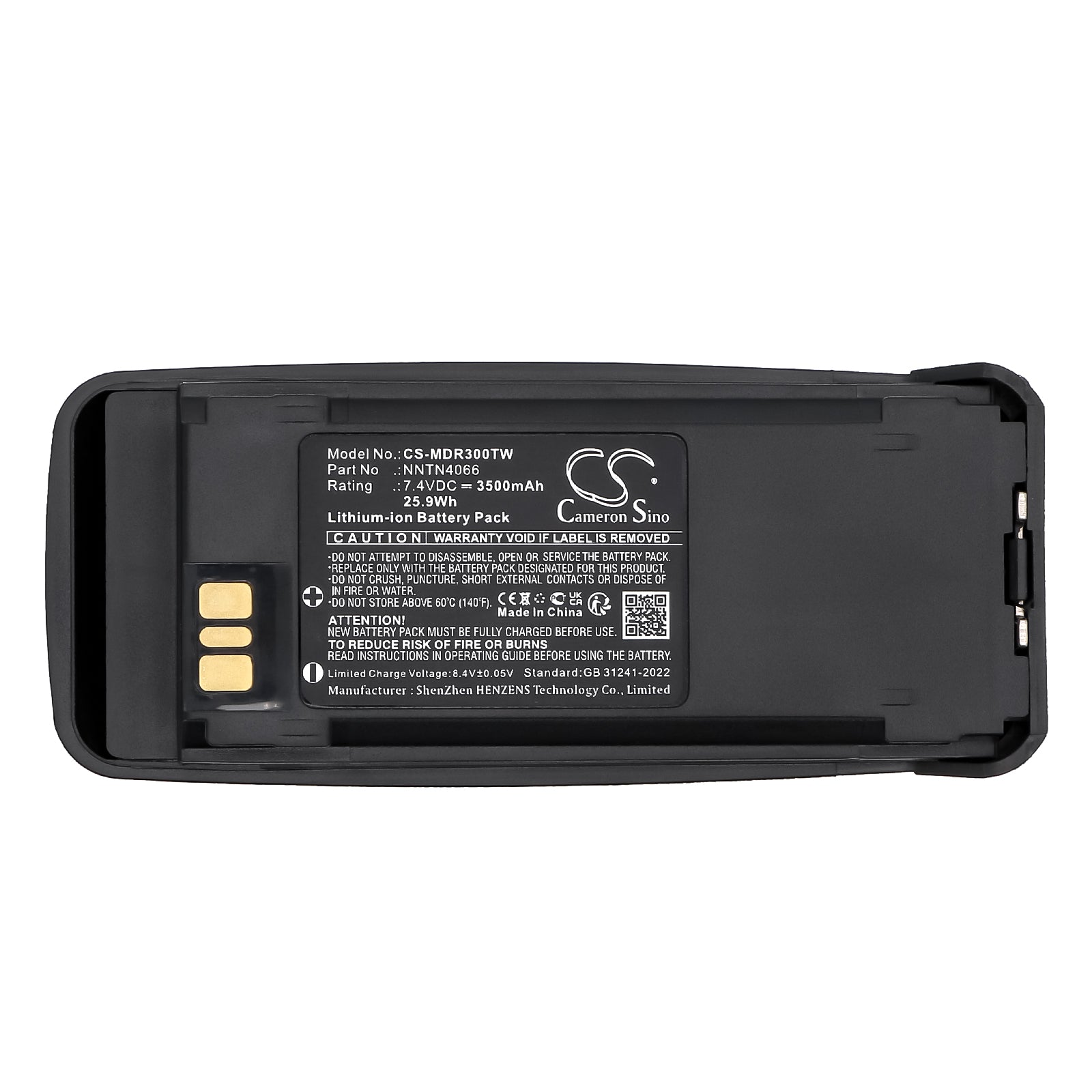 7.4V, Li-ion, 3500mAh, Battery fits Vertex Standard VXD720 | Motorola MotoTRBO DP3400, MotoTRBO DP3401, 25.9Wh Two-Way Radio Cameron Sino Technology Limited