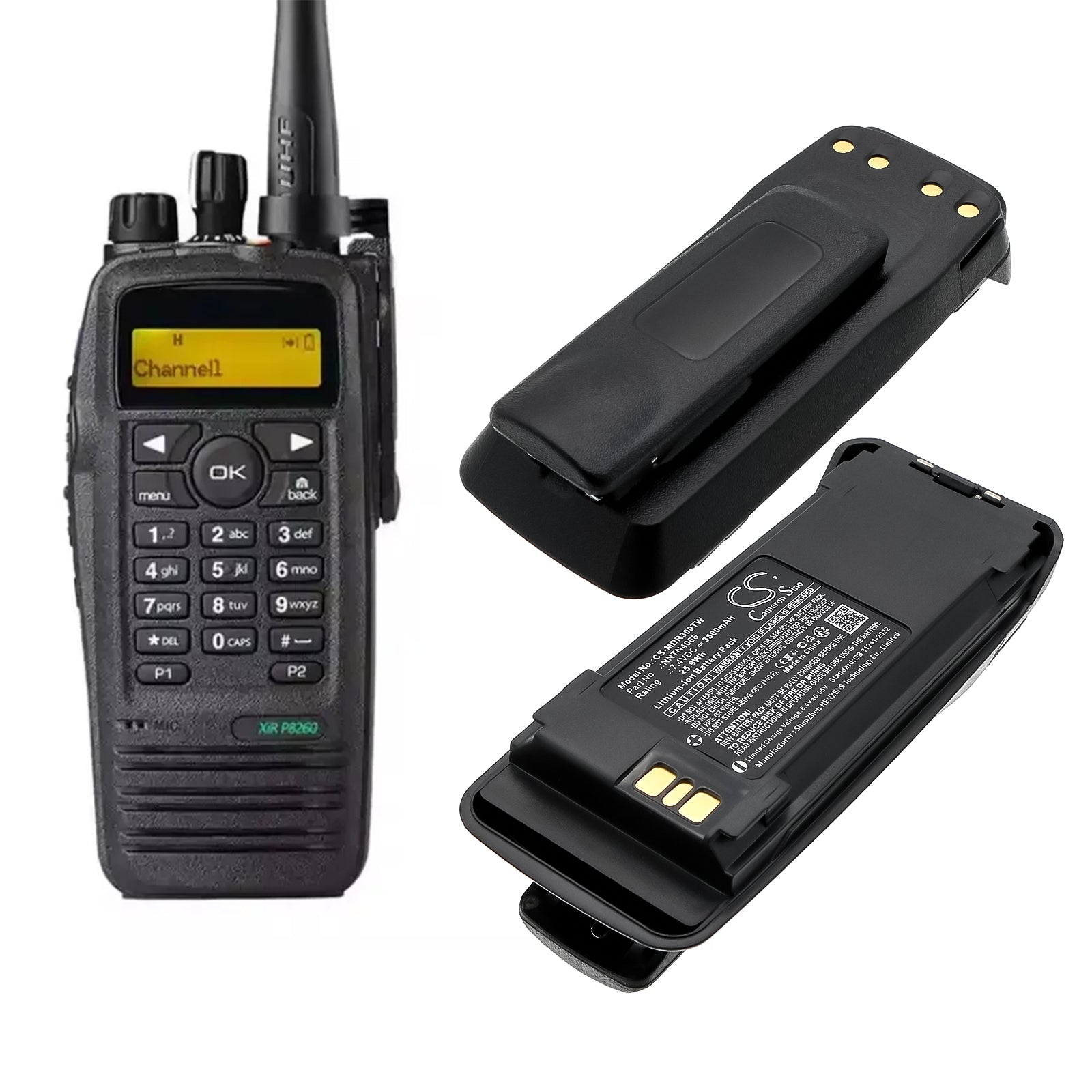 7.4V, Li-ion, 3500mAh, Battery fits Vertex Standard VXD720 | Motorola MotoTRBO DP3400, MotoTRBO DP3401, 25.9Wh Two-Way Radio Cameron Sino Technology Limited