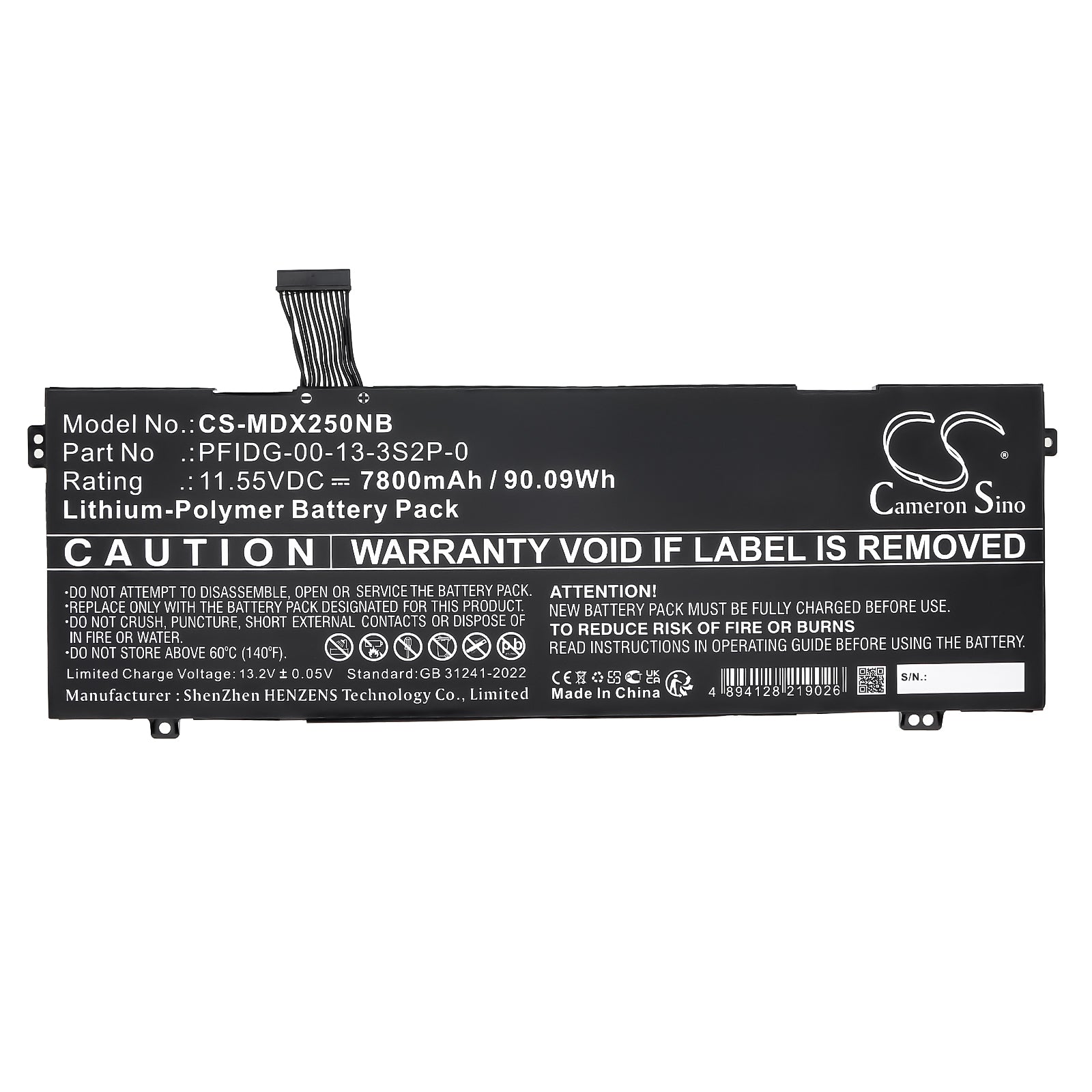 11.55V, Li-Polymer, 7800mAh, Battery fits Schenker S1 Plus, VIA 15 | Uniwill GM7AG8P, 90.09Wh Notebook, Laptop Cameron Sino Technology Limited